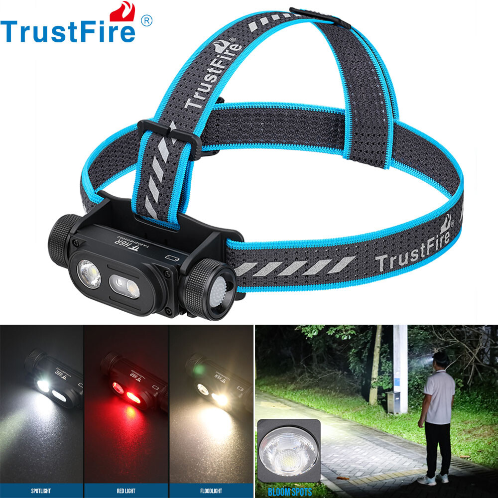 Trustfire H6R 1350LM Headlamp Rechargeable Headlight Flashlight W/Red 3 Modes S