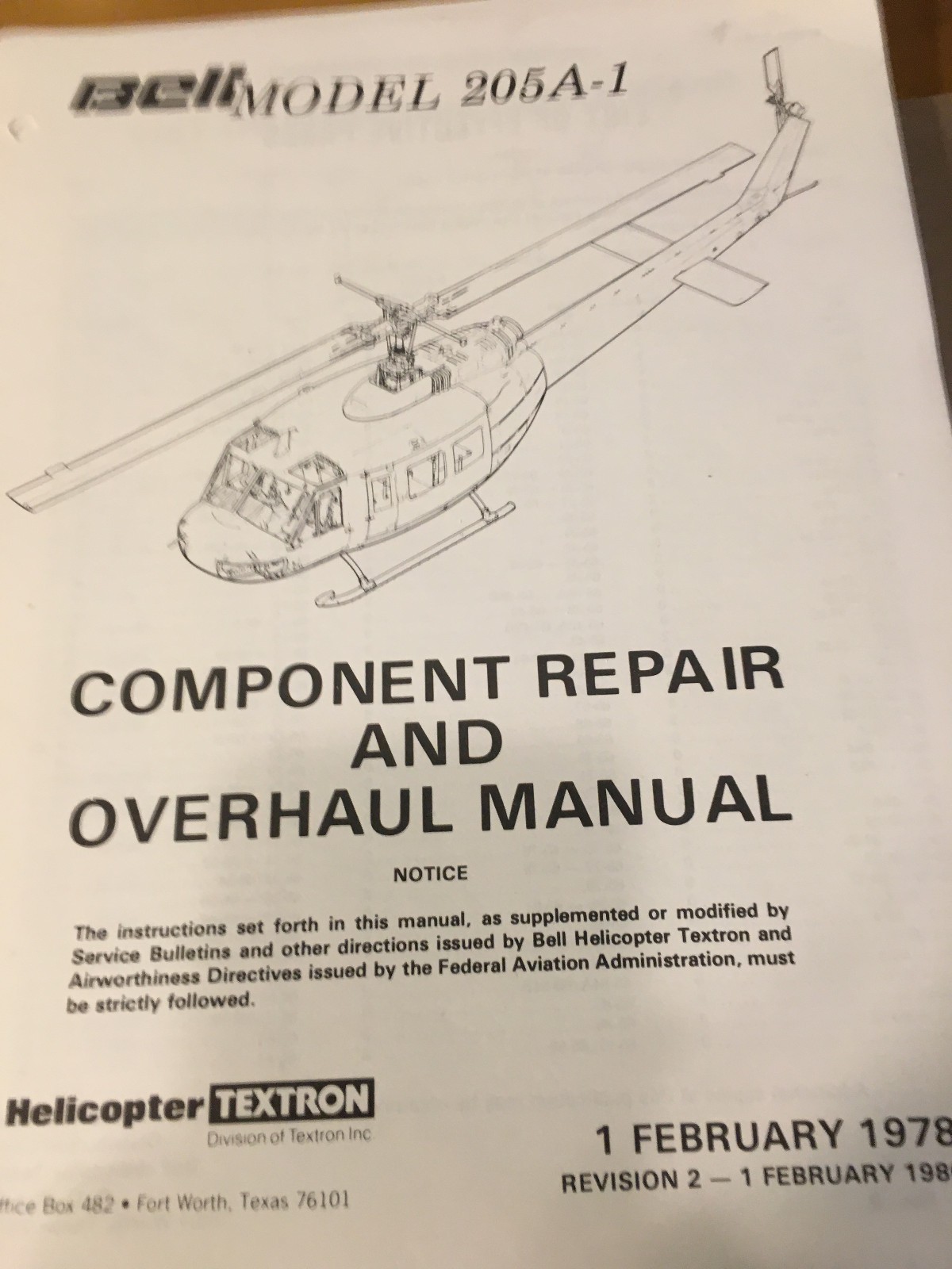 Bell 205A-1 Component Repair & Overhaul Instructions Manual