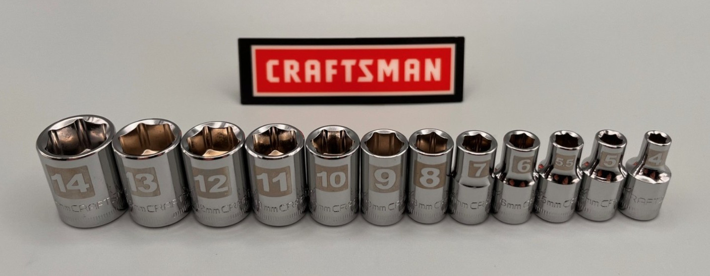 CRAFTSMAN TOOLS 12pc 1/4" Metric 6pt Socket Set  4-14 MM DUAL ETCHED