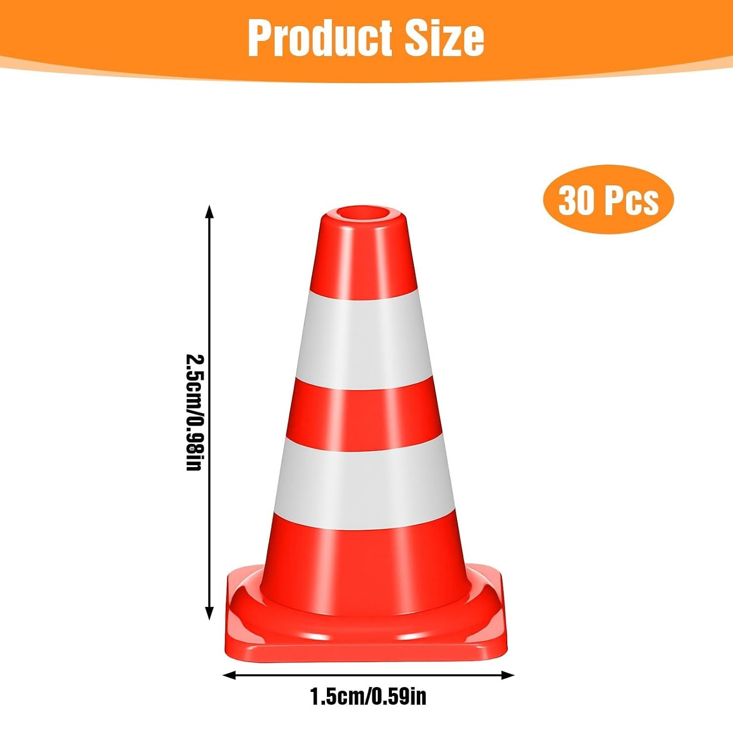 30 Pcs Mini Traffic Cones - 1 Inch Red Safety Cones for Creative Learning Games