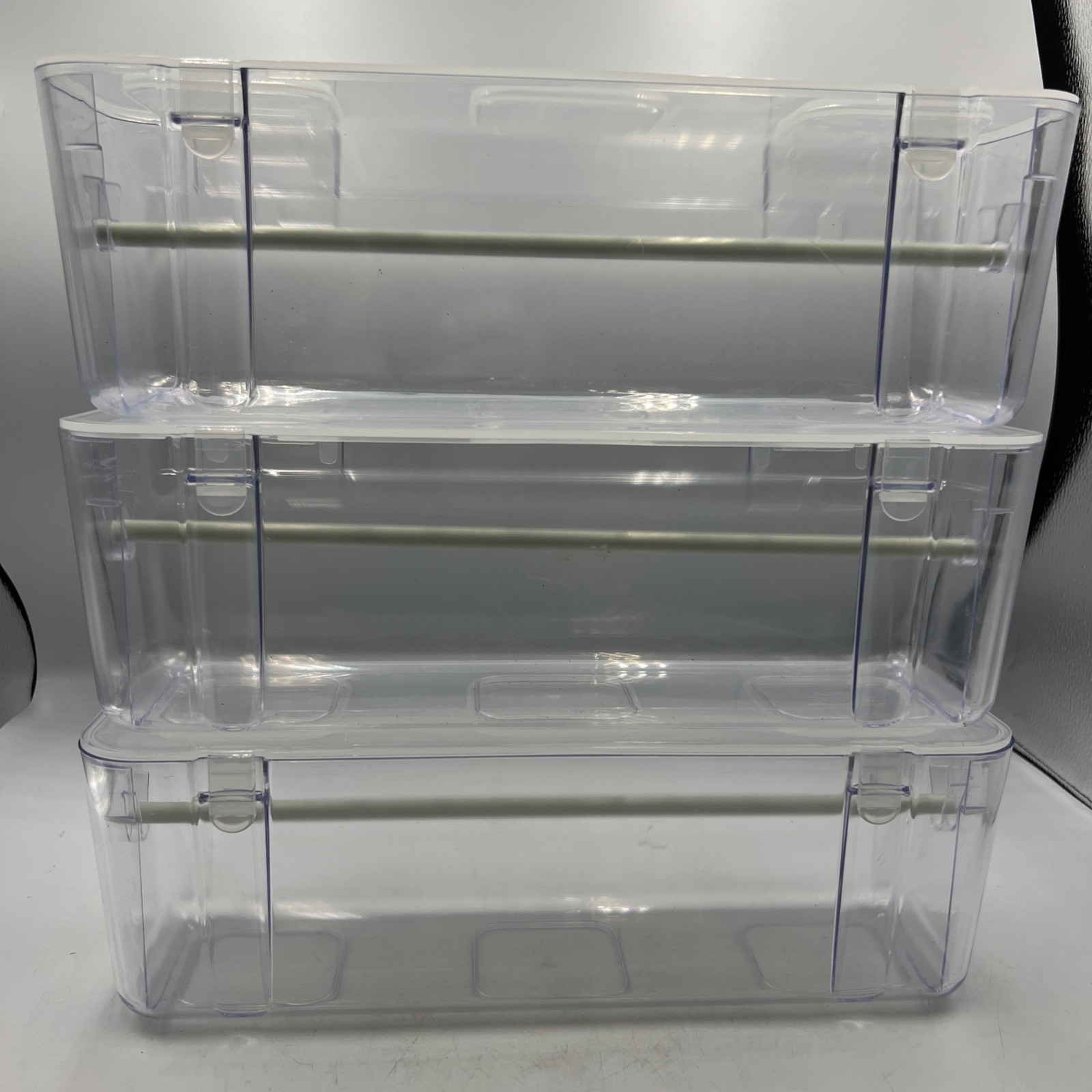 Lot Of 3 Deflecto Ribbon Dispensers Crafting Storage Bins Z1