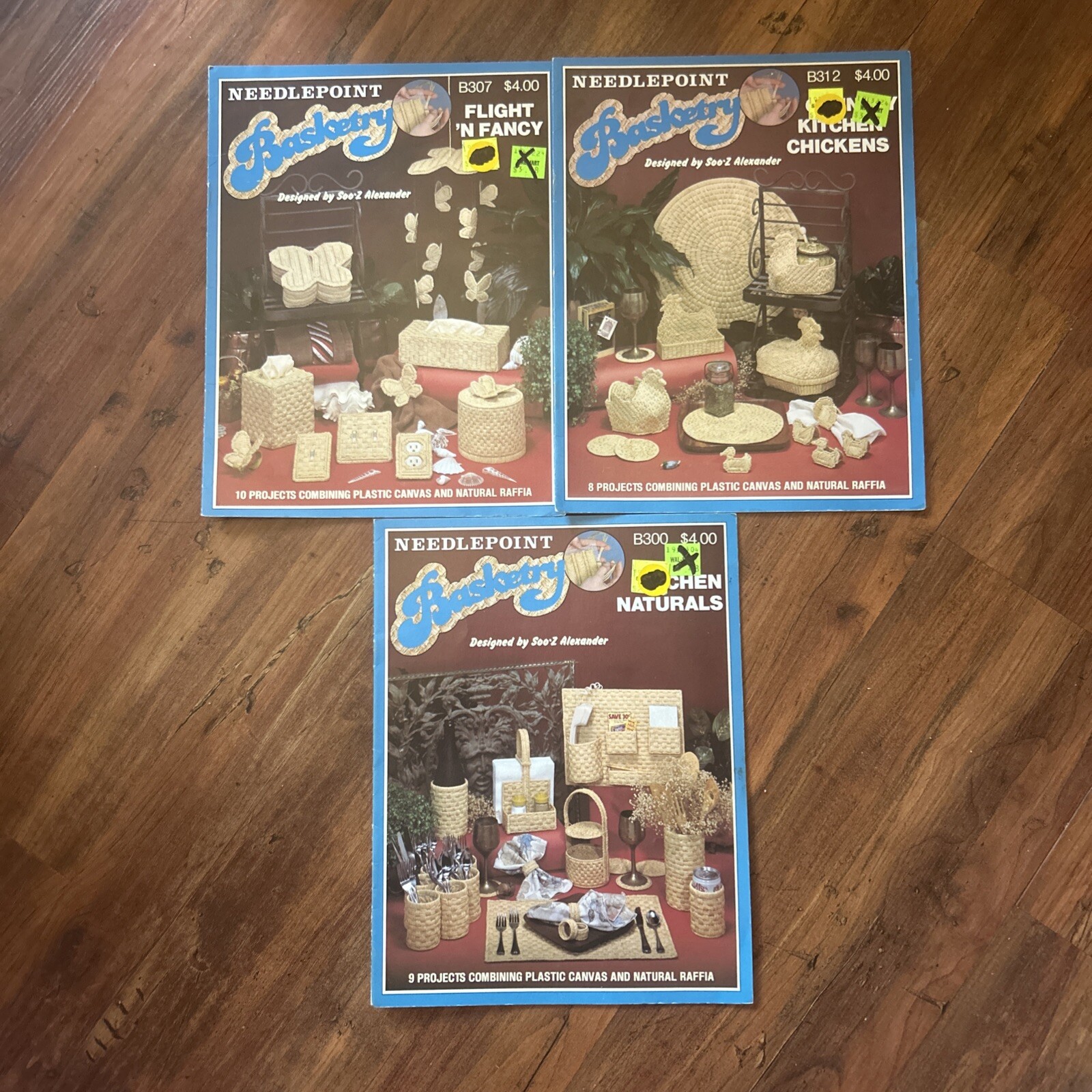 Lot Of 3 Needlepoint Basketry Pattern Booklets 25 Raffia Plastic Canvas Projects