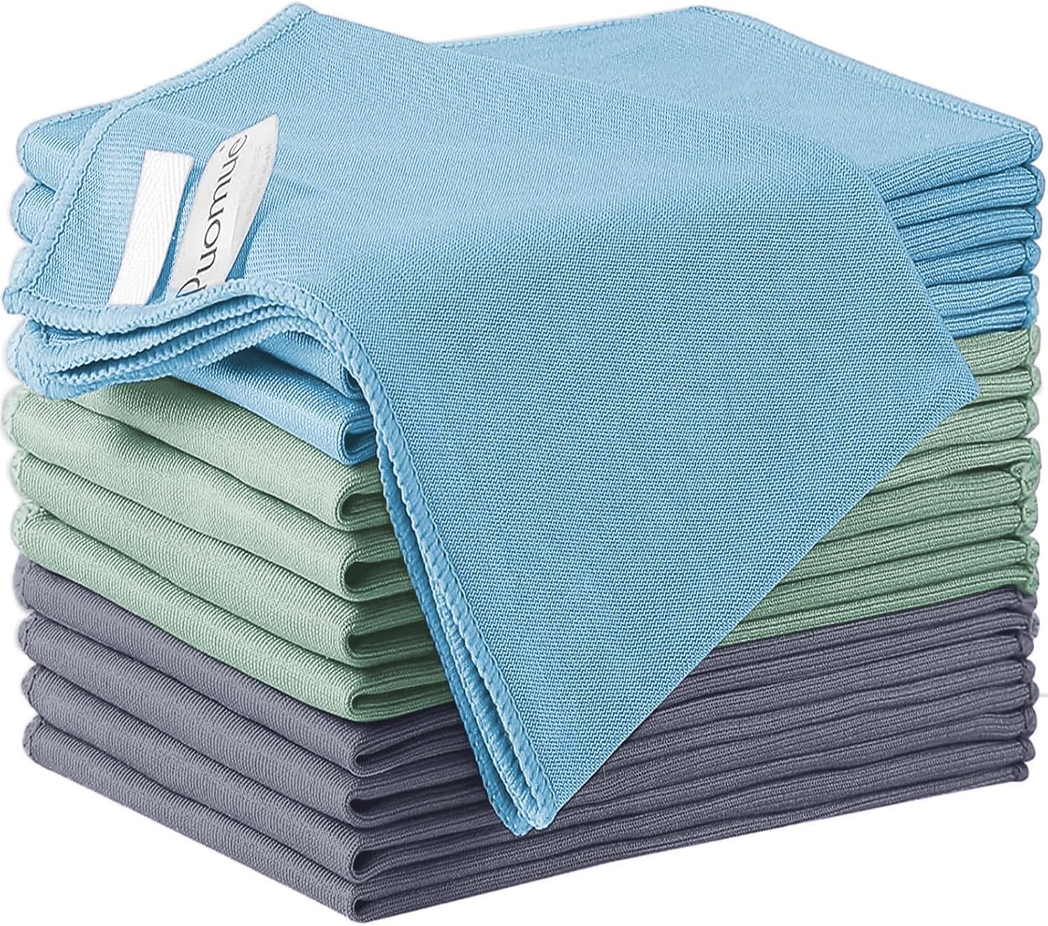 12 Pack Microfiber Glass Cleaning Cloth, 10.8 Inch X 13.8 Inch, Lint Quickly