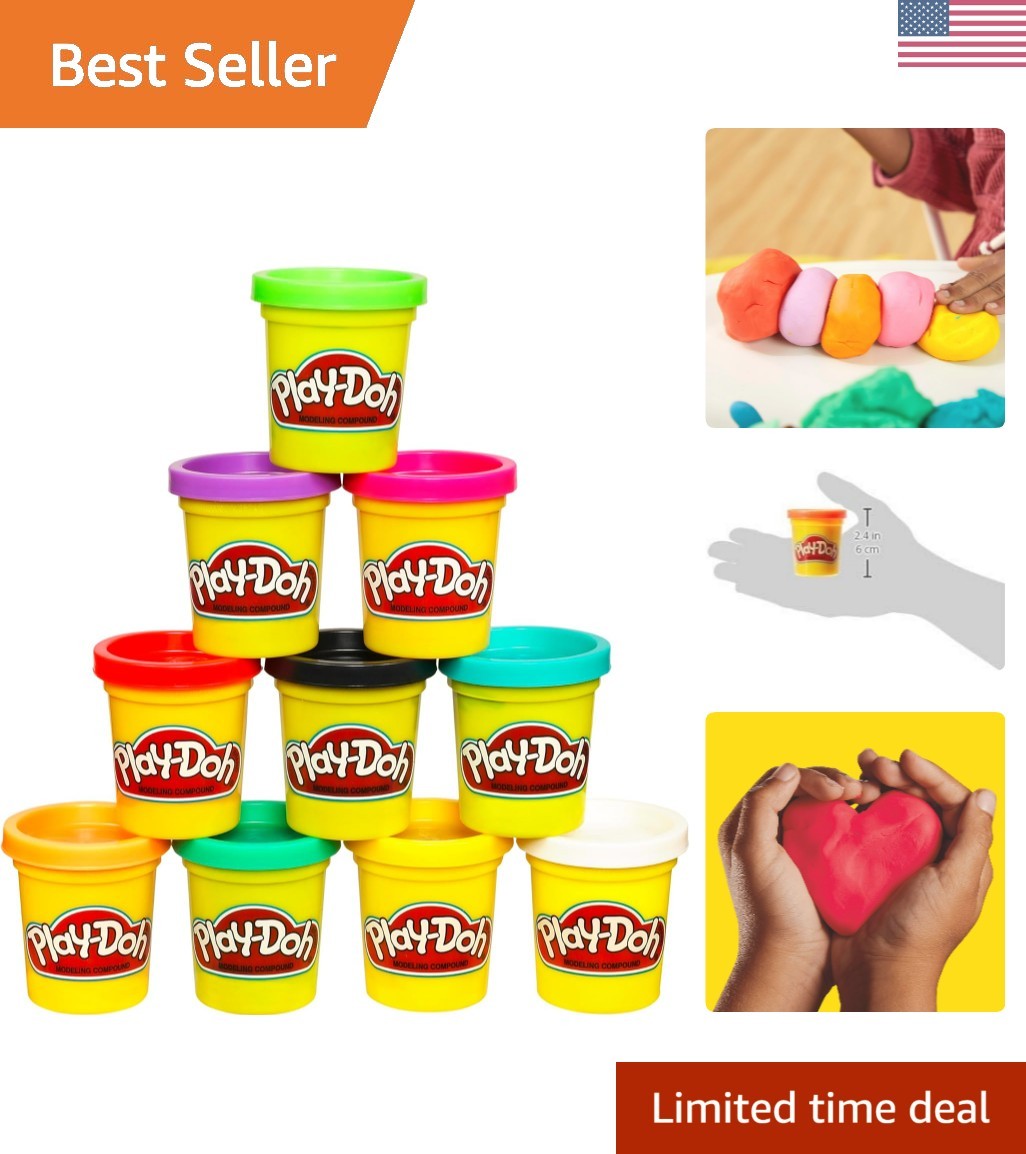 Play Doh Modeling Compound 10-Pack Case of Assorted Colors, Non-Toxic 2 oz. C...