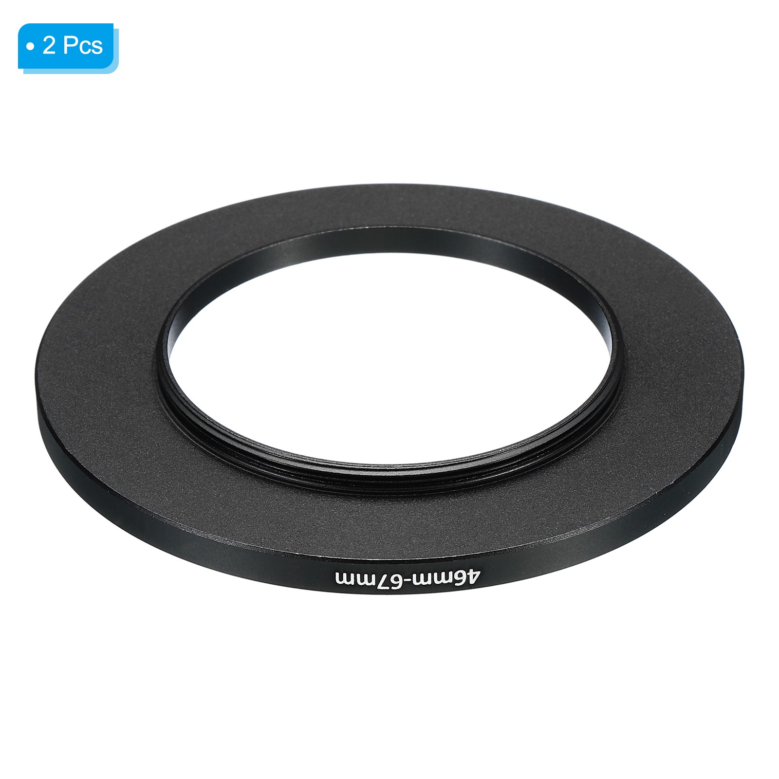 46mm-67mm Metal Step Up Ring, 2 Pcs Camera Lens Filter Adapter Ring Black