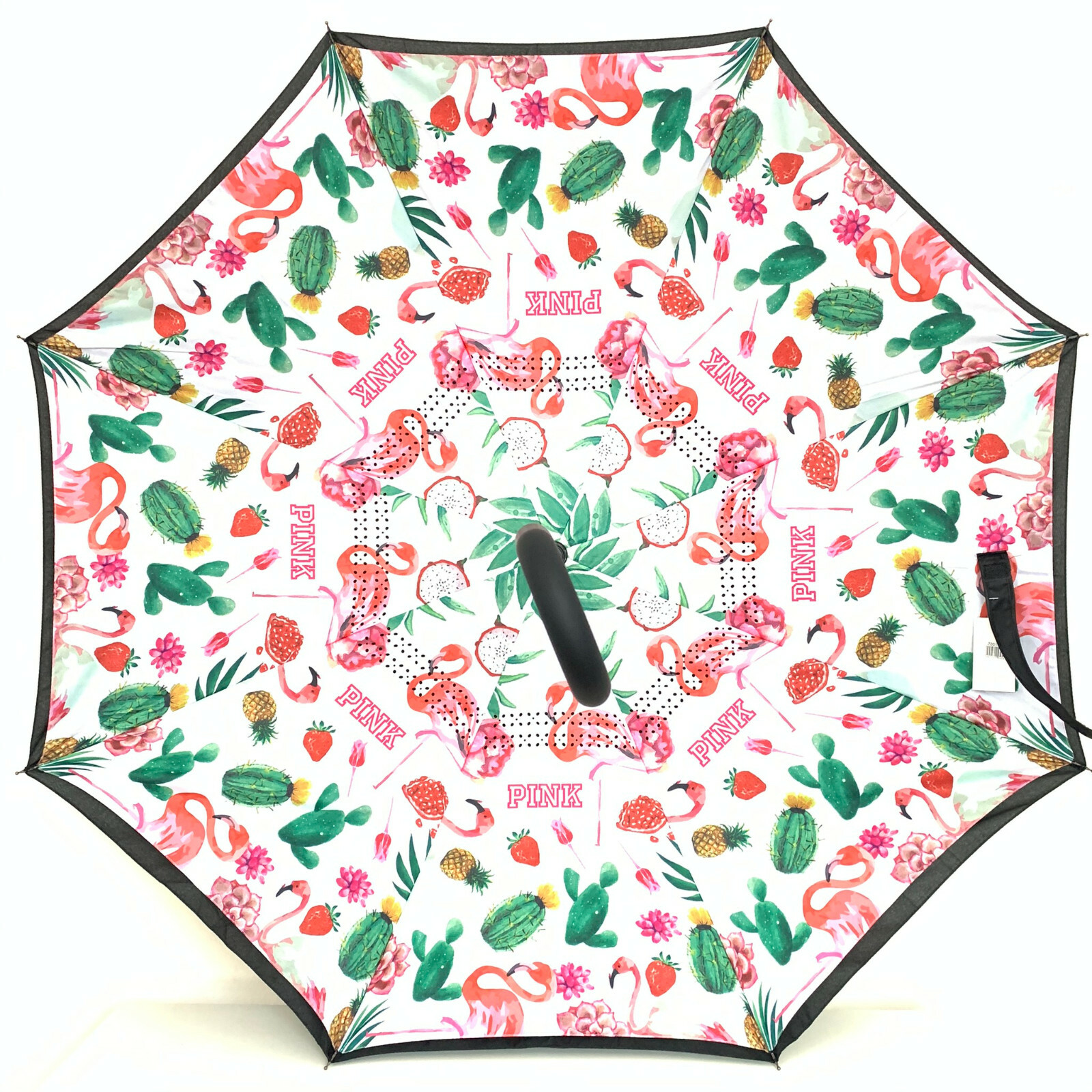 C-Handle Inverted Reverse Umbrella, Flamingo print, Inside-out, Upside-down