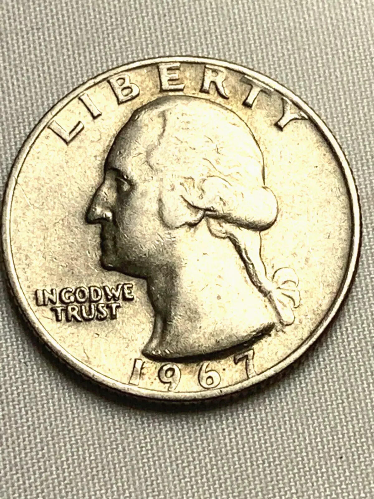 1967 Washington Quarter- No Mint Mark  Letters and Date on Rim Mint ERR