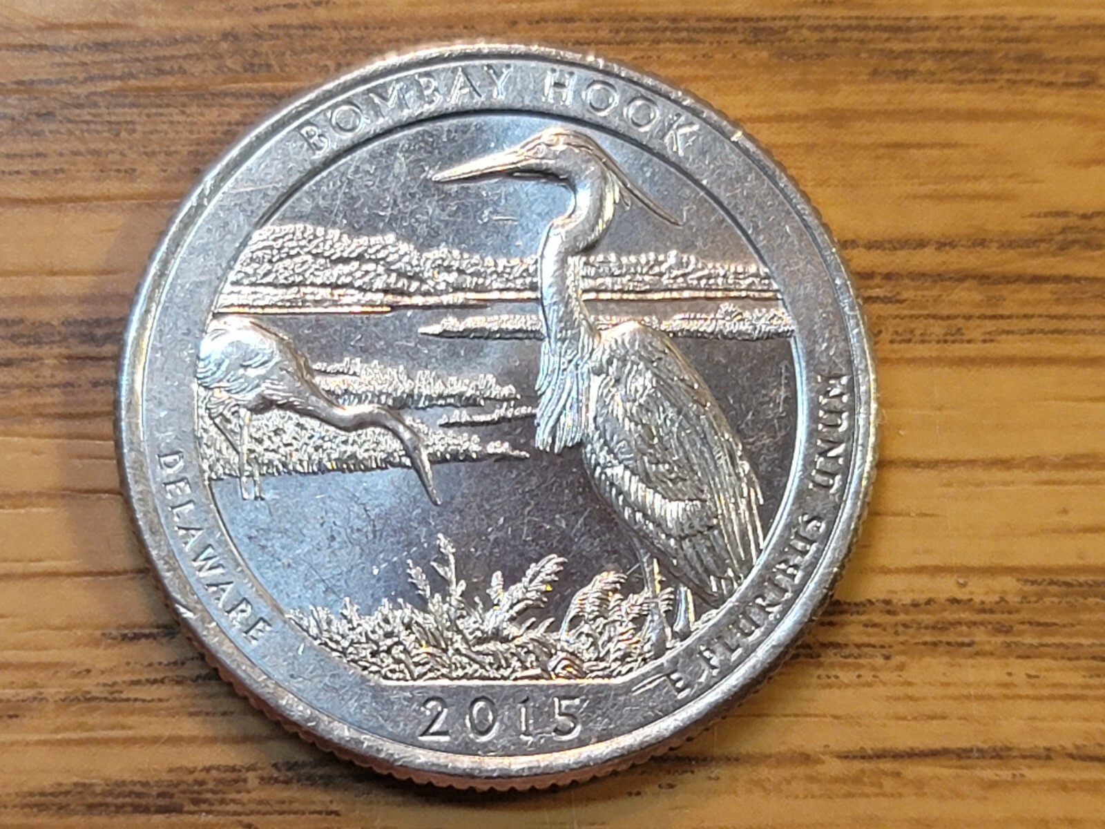 2015 P Bombay Hook ATB Quarter WDDR-012 Doubled Die Reverse Mint Error.
