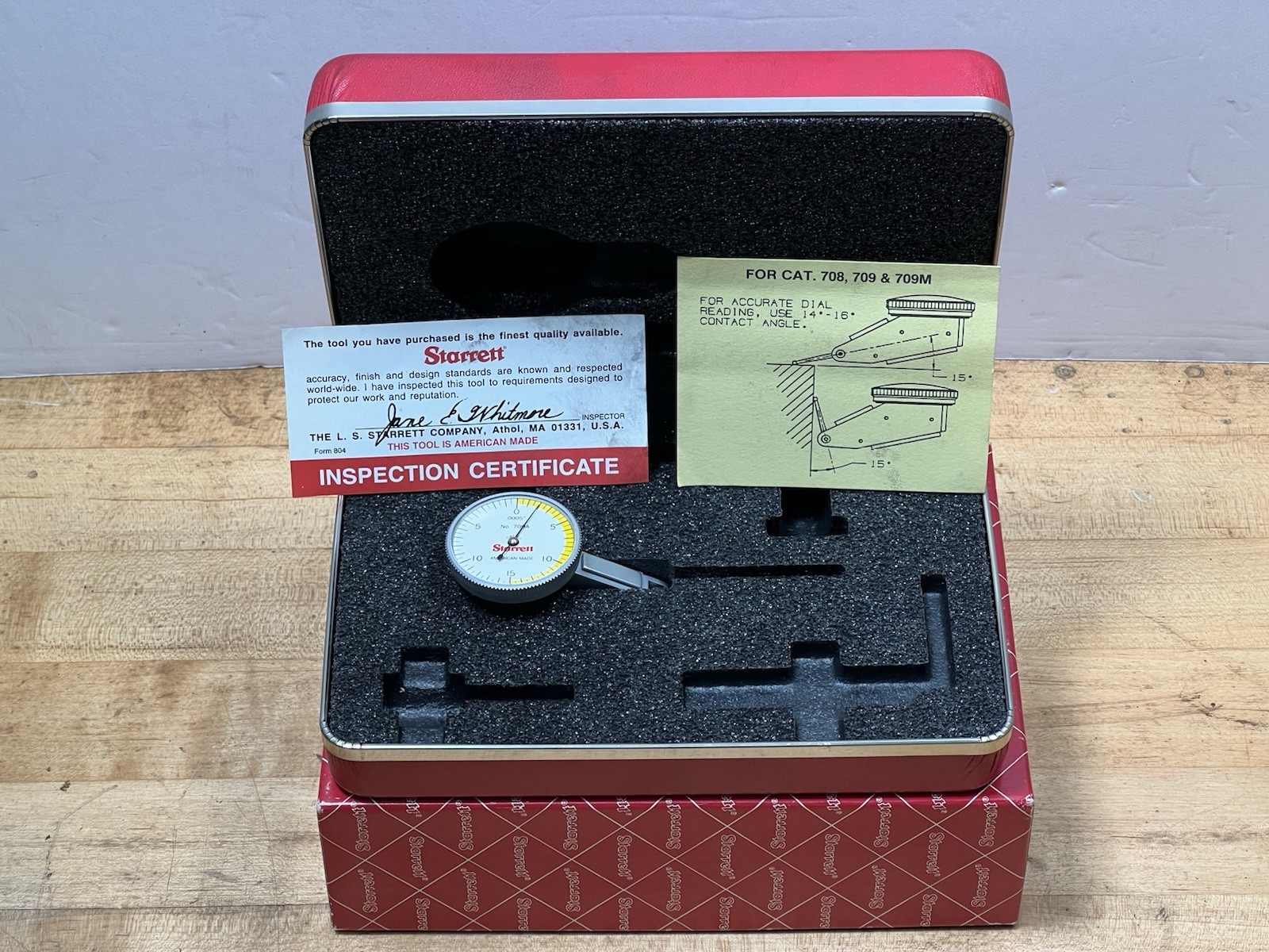 Starrett No.709A/709AZ Test Indicator 0.0005" with Case & Box - Made In USA