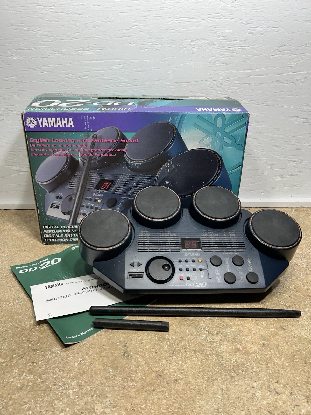 Yamaha DD-20 Electronic Digital Percussion Drum Set Original Box TESTED READ