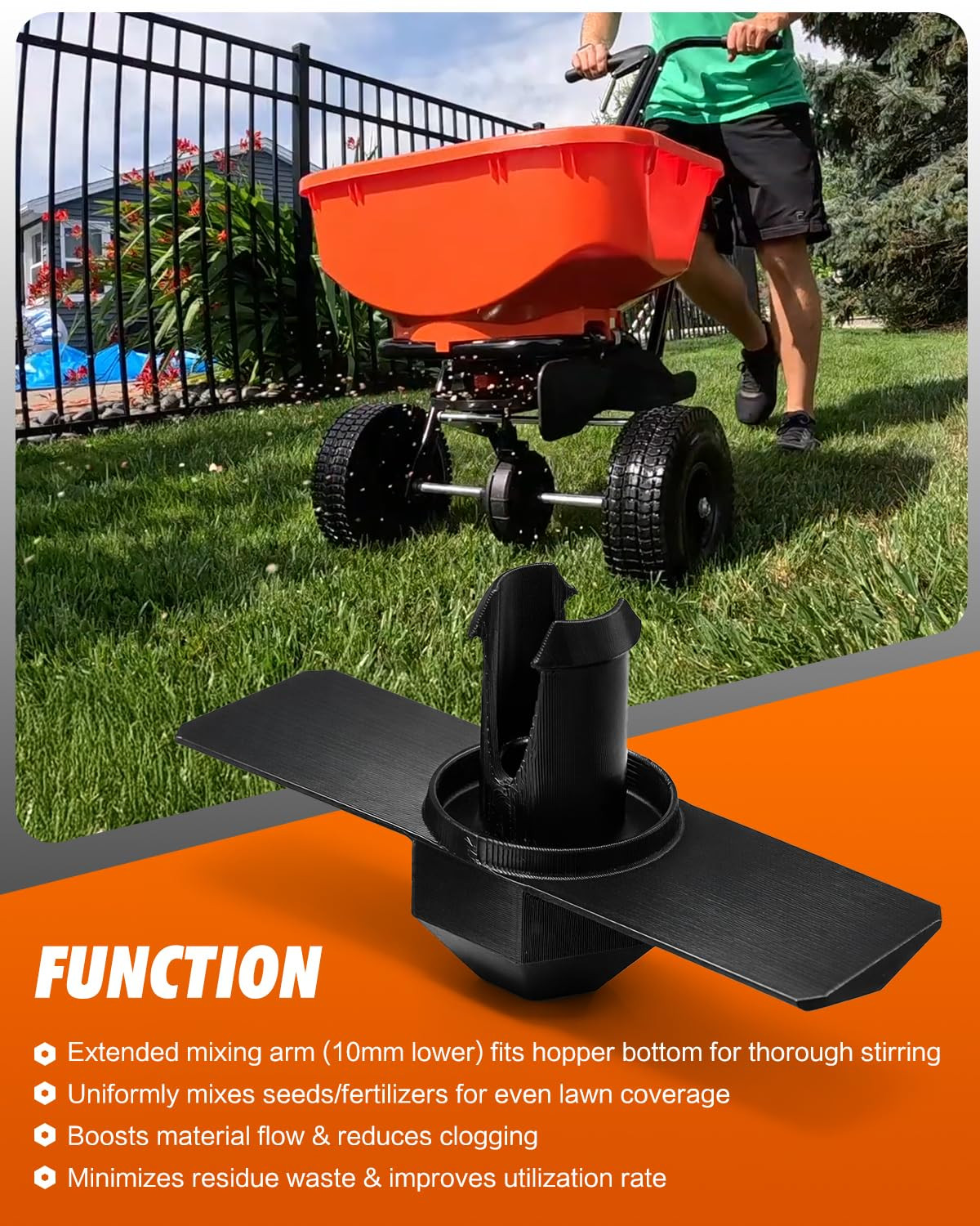 Upgraded Agitator Replacement for Echo RB-60 Broadcast Spreader, Improves Seed a