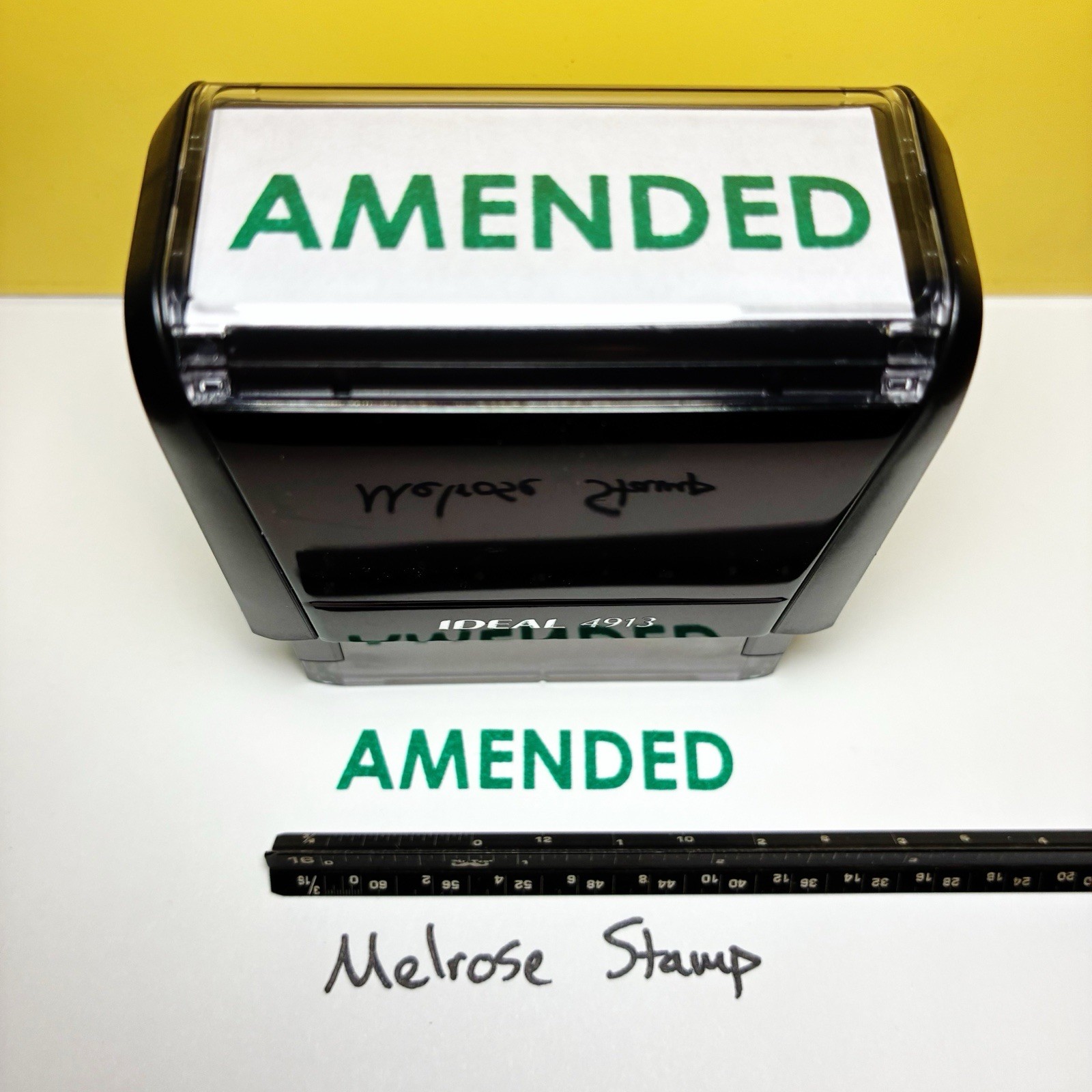 Amended Rubber Stamp Green Ink Self Inking Ideal 4913