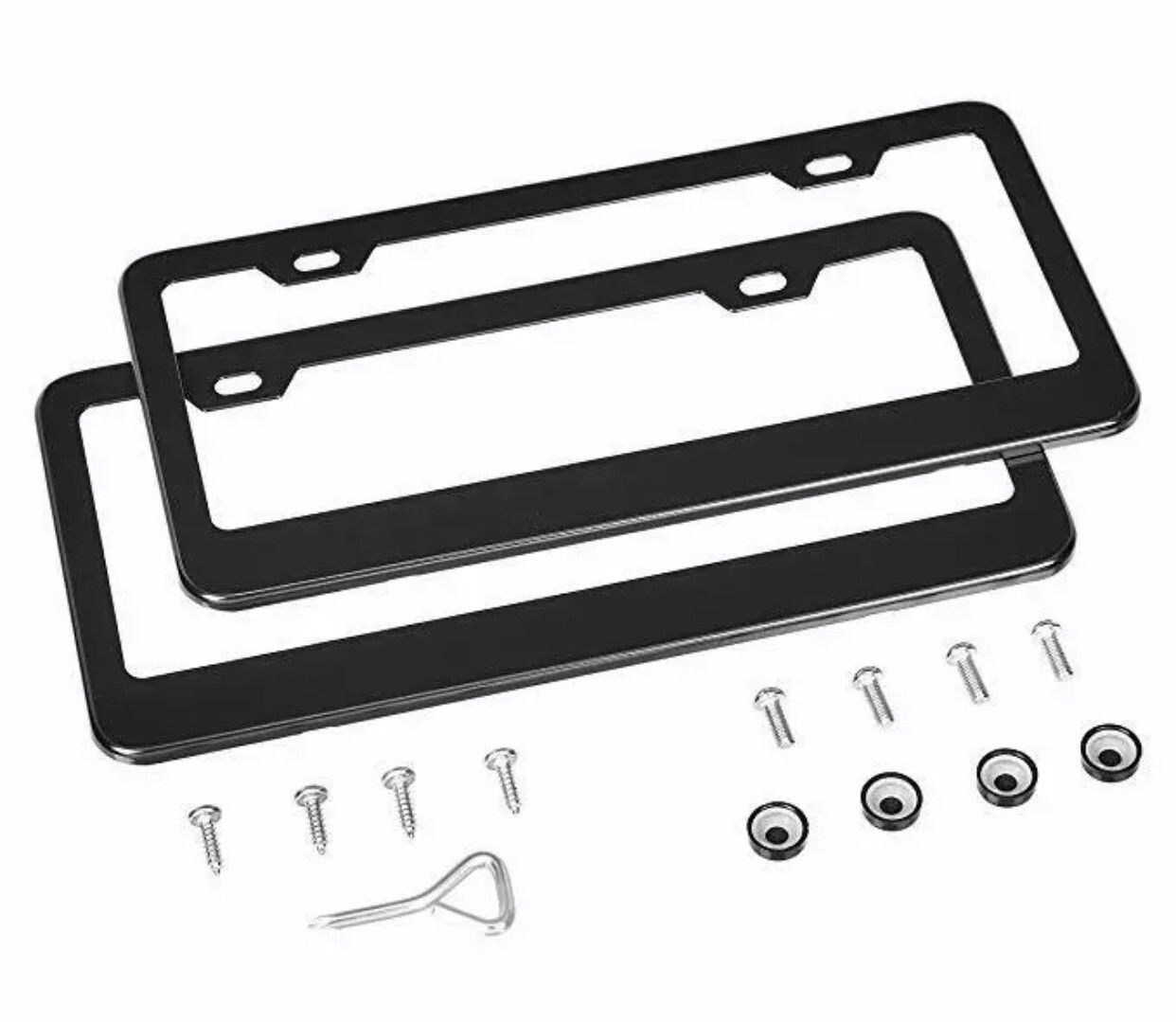 2 X Premium Black Stainless Steel License Plate Frame FOR AUDI BMW BENZ CHRYSLER