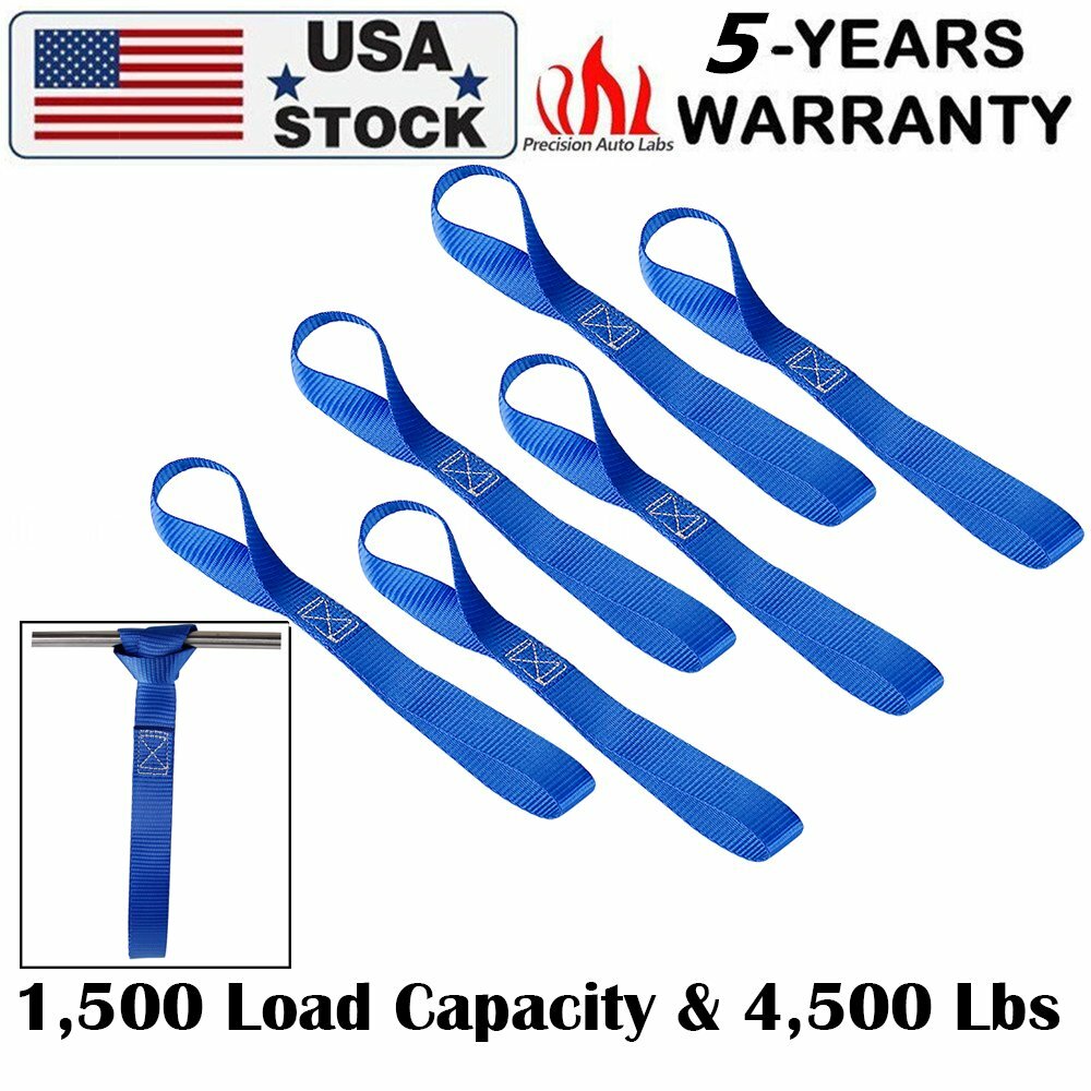 6 Pack Soft Loop Motorcycle Tie Down Straps Heavy Duty Tiedown Loops 4,500 Lbs