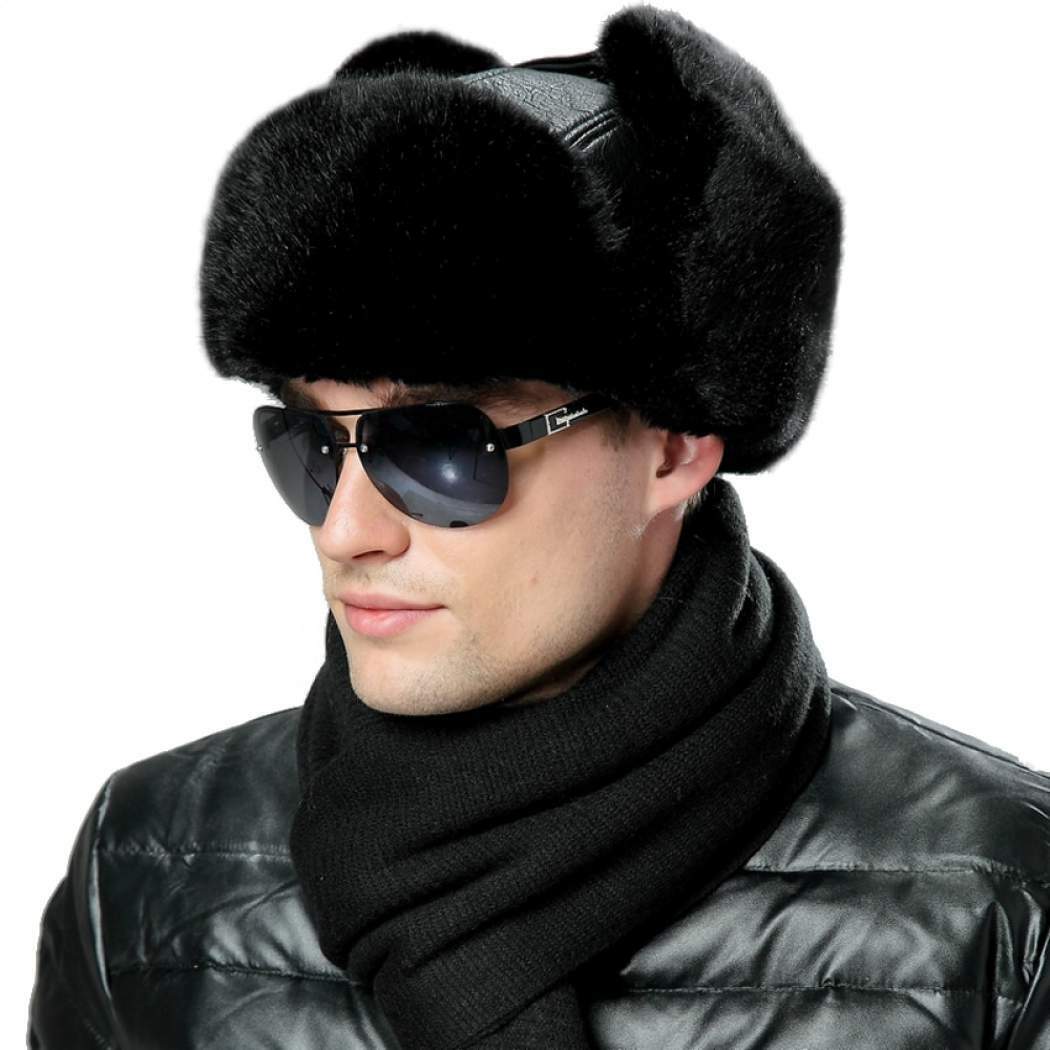 Winter Thermal Trapper Outdoor Cap Aviator Russian Face Mask Thick Fur Ski Hat