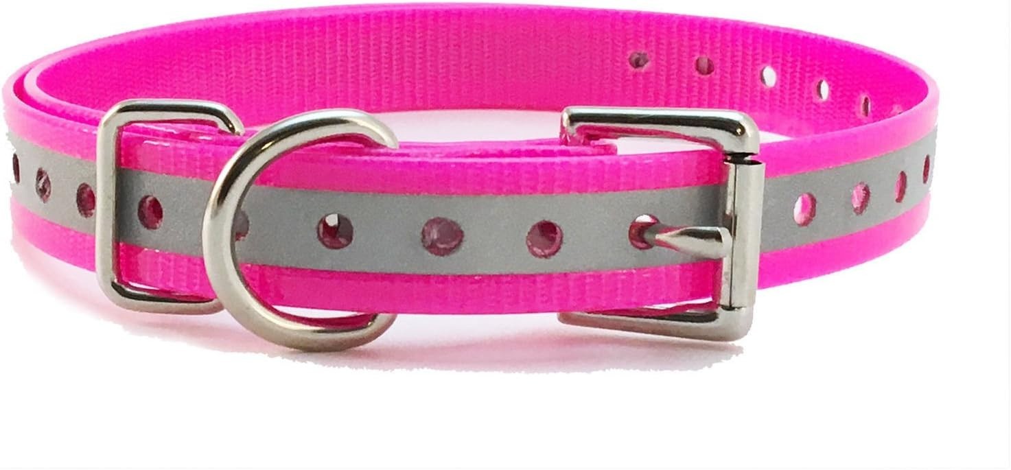 Universal 27.5" Adjustable Waterproof Dog Training Collar Strap - Pink Reflect