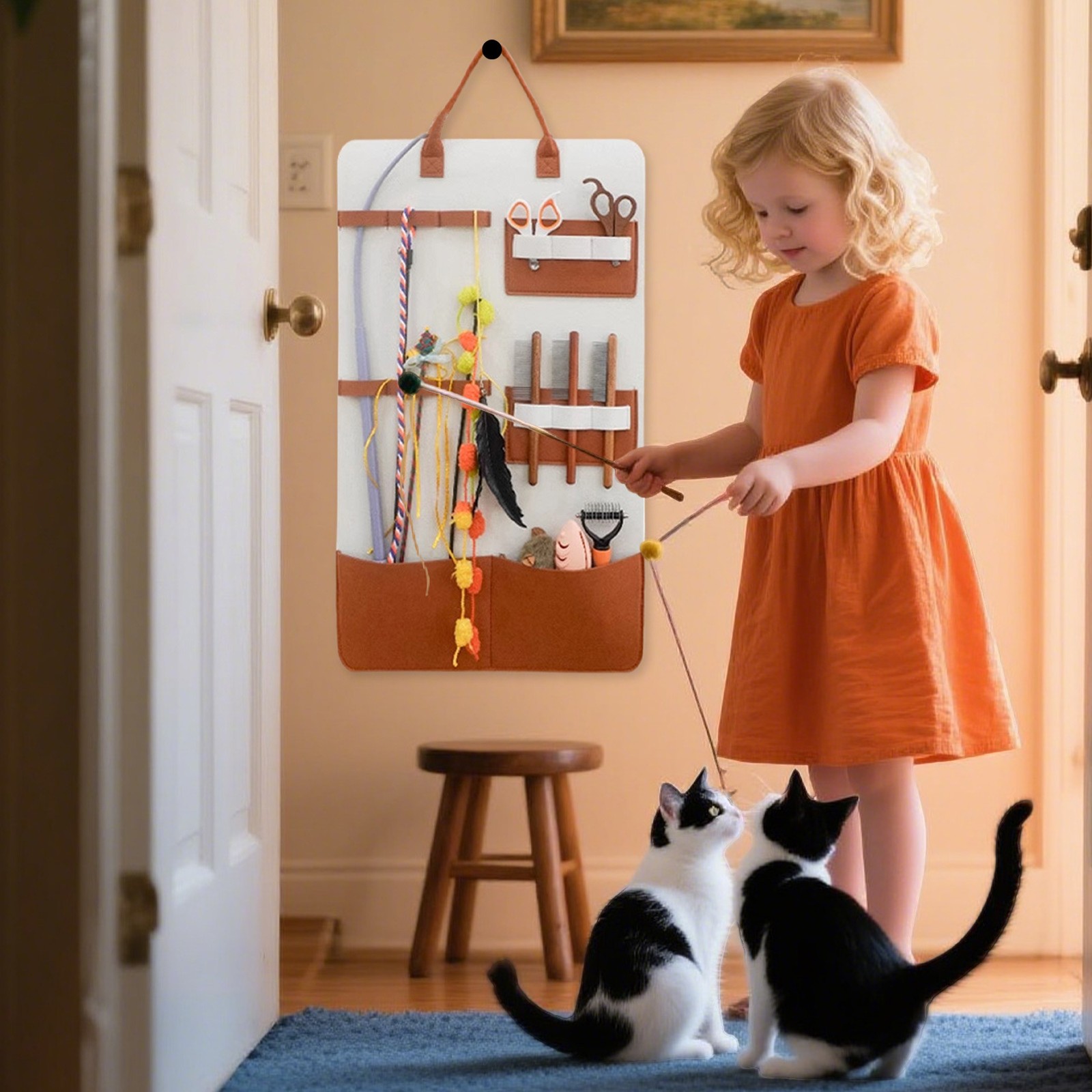 Cat Toy Stick, Catnip Cat Comb Storage Hanging Bag, Wear-resistant And Durable!