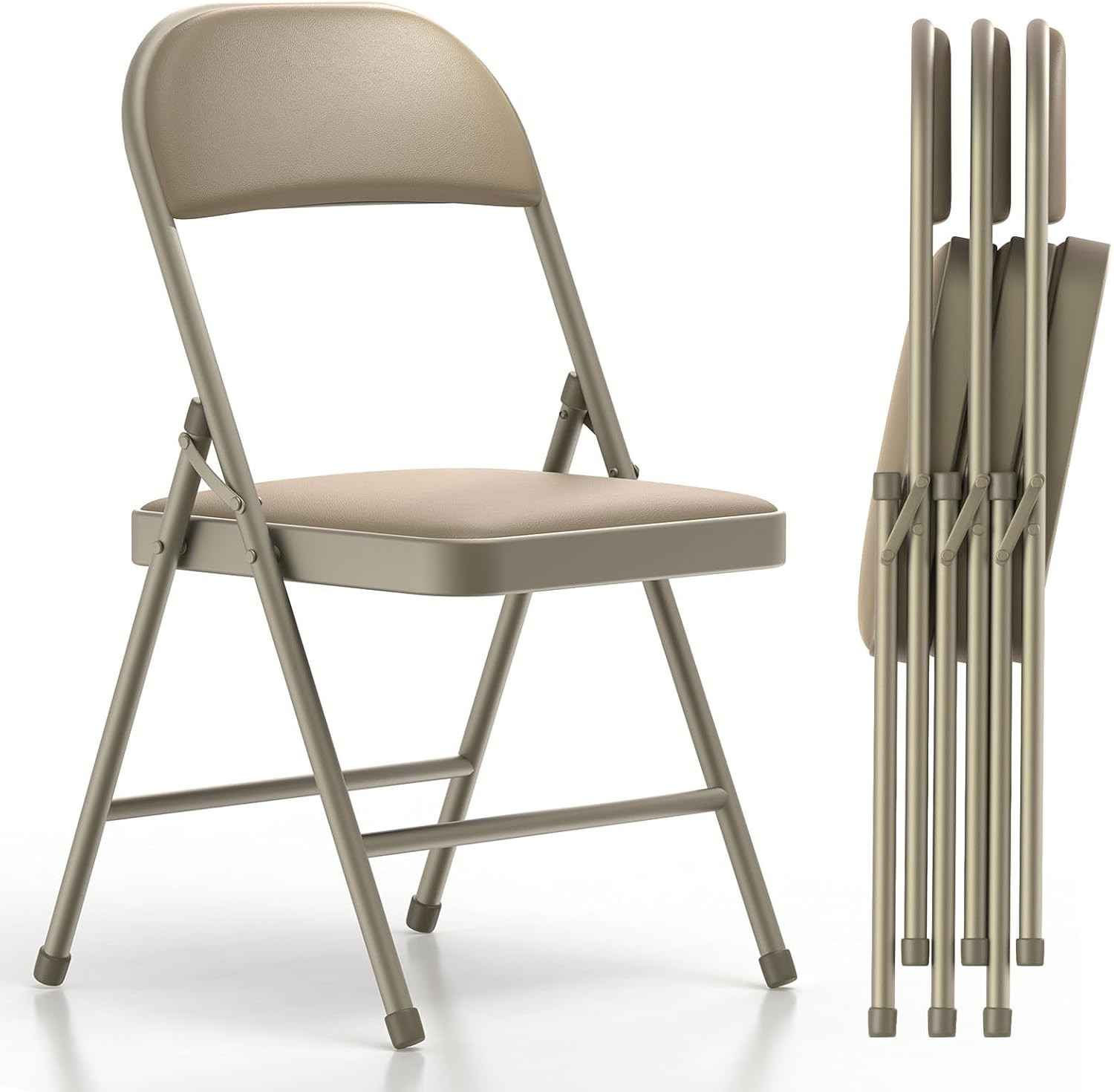 4 Pack Folding Chairs with Padded Vinyl Cushion Chairs with Comfortable Cushion