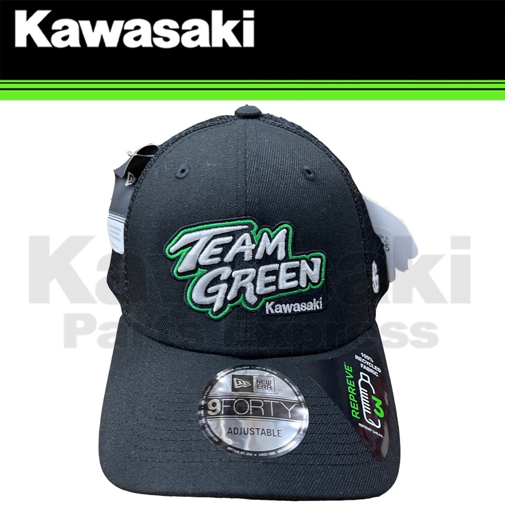 NEW KAWASAKI TEAM GREEN NEW ERA CURVED BILL HAT ADJUSTABLE 9FORTY K003-4113-BKNS