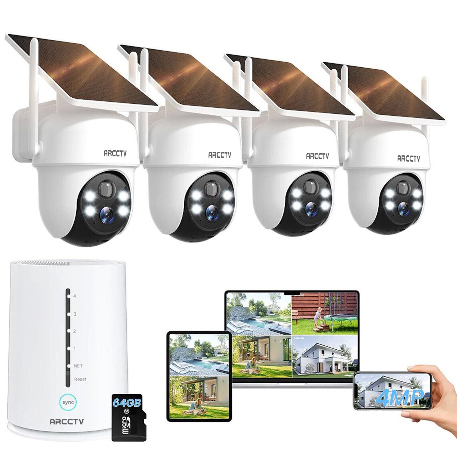 ARCCTV 4MP Solar Battery Camera Wireless WiFi Security Camera System PTZ Outdoor