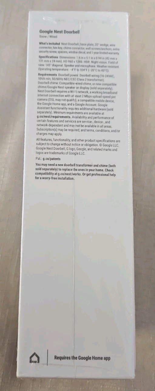 Google Nest Doorbell, Wired - Snow