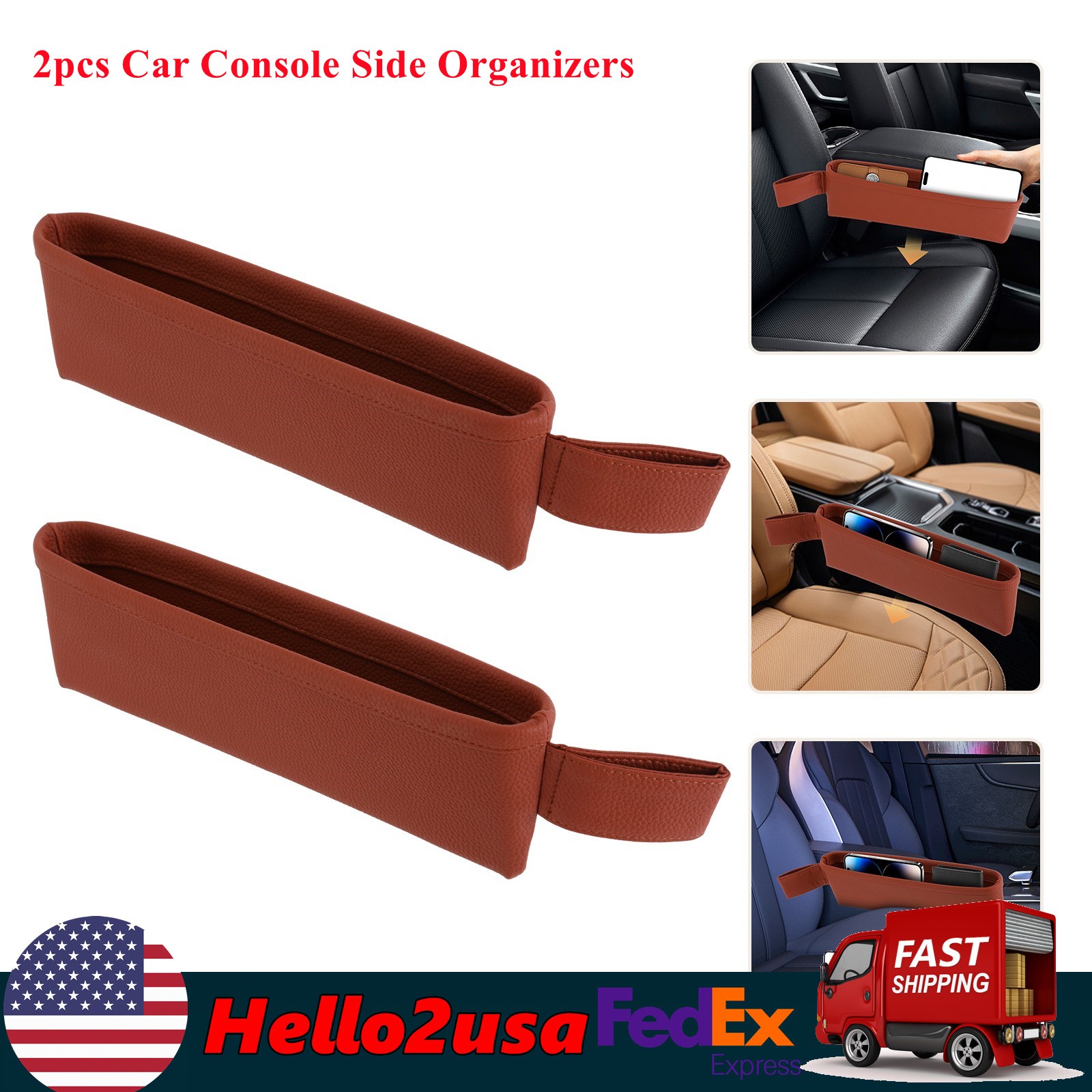 2* Multifunctional Car Holder Seat Side Storage Wear-resistant Console Pocket PU