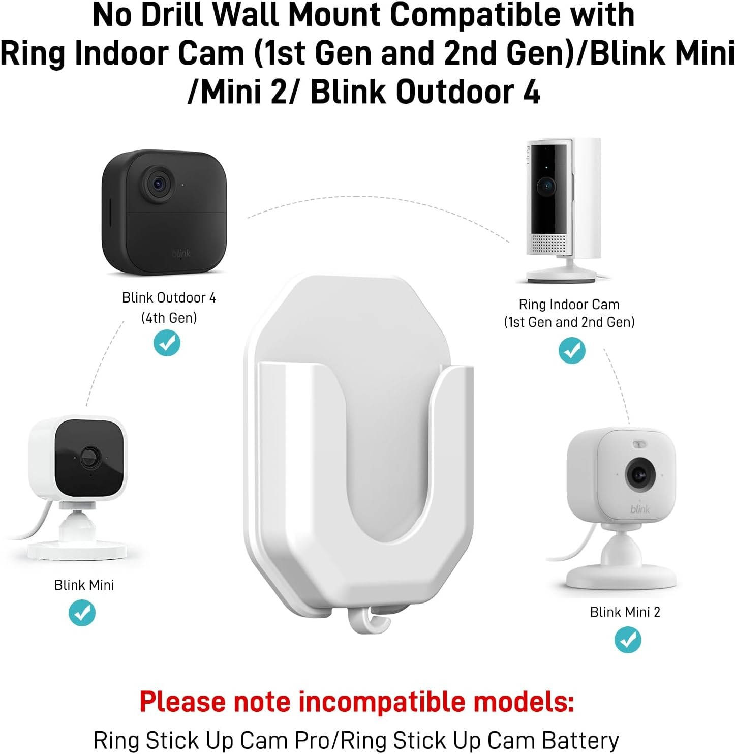 Ring Indoor Camera Wall Mount 3 Pack No Drill Adhesive Bracket