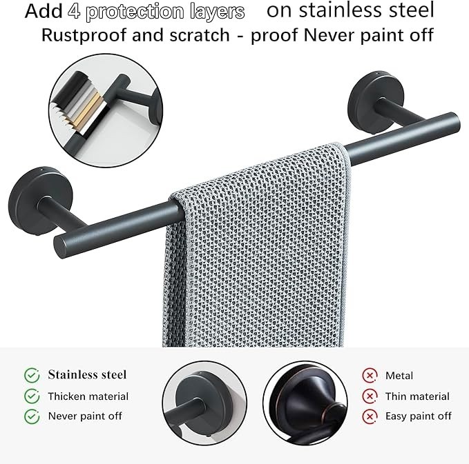Matte Black 10-Piece Complete Bathroom Accessory Set Towel Bar & Hardware Kit