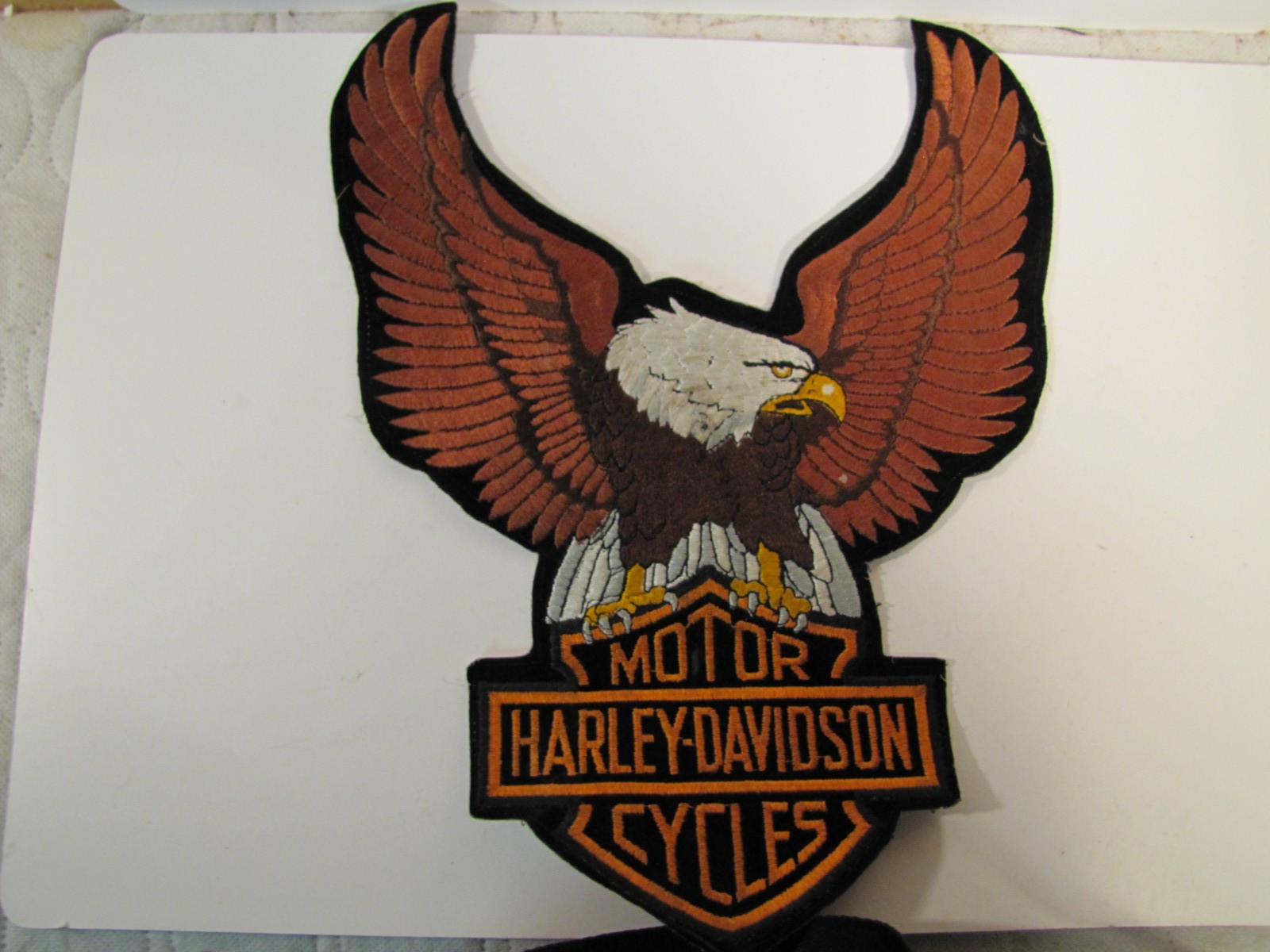 VINTAGE HARLEY DAVIDSON MC EAGLE PATCH UP WING BAR   PRODUCT 13"x10"