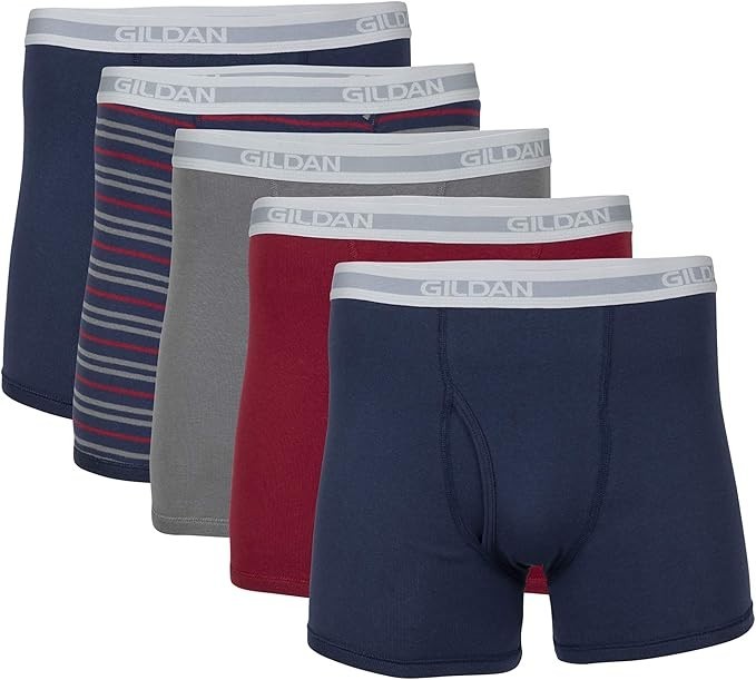 Gildan Men's Underwear Boxer Briefs, Multipack, Mixed Blue (5-Pack), Medium
