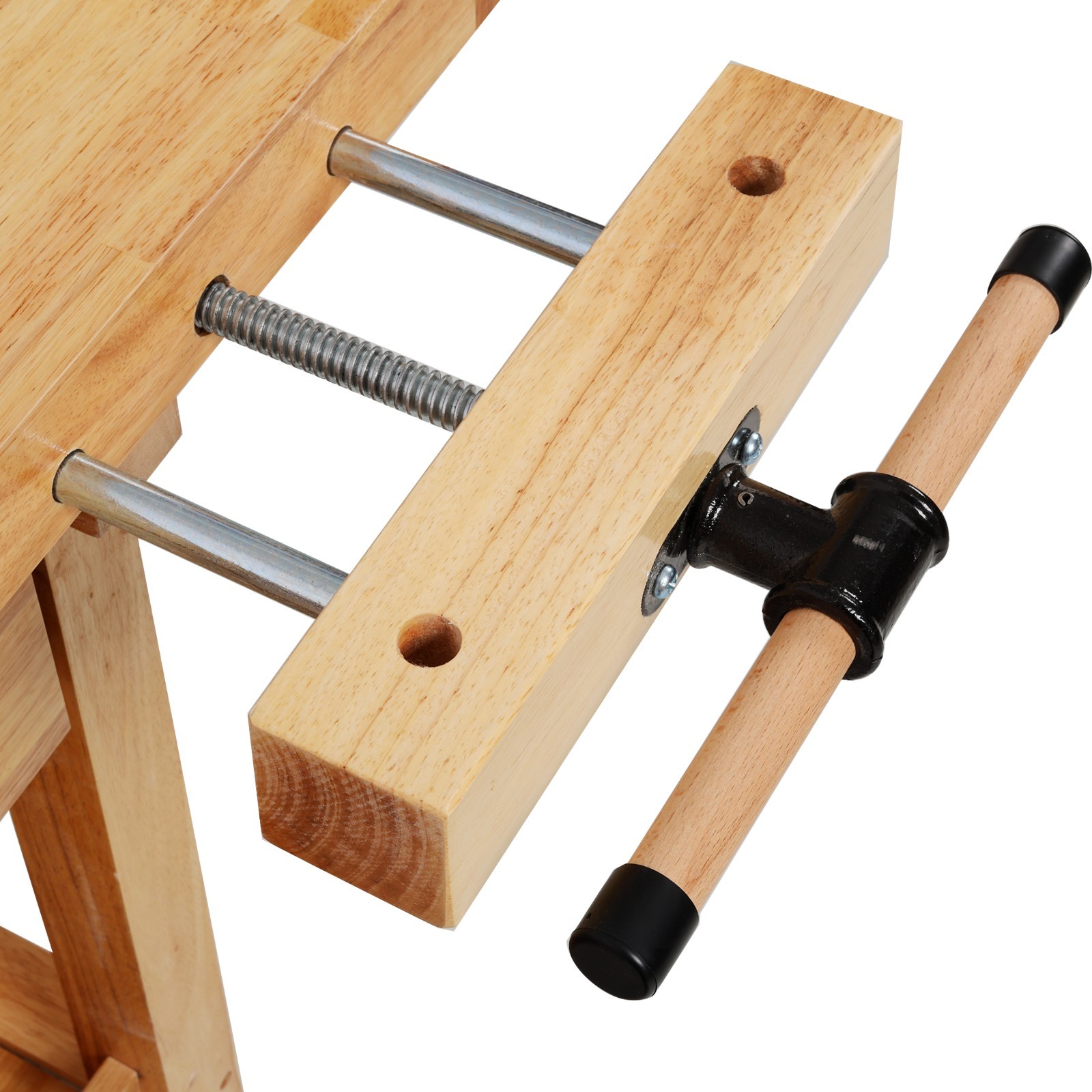 60" Rubberwood Workbench with 2 Drawers & Shelf for Garage & Workshop