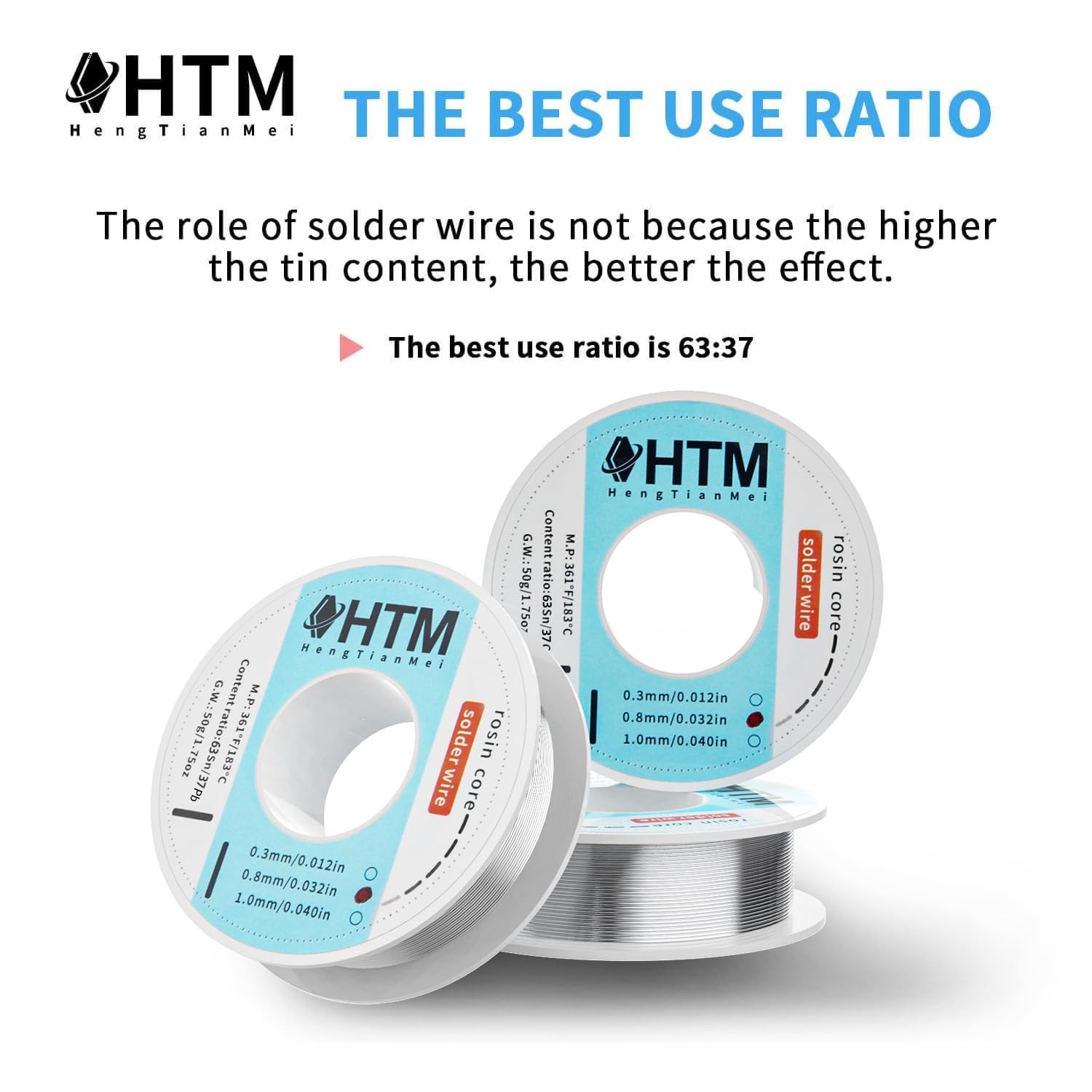 HengTianMei 63/37 Rosin Core Tin Lead Solder Wire For Electrical 0.3mm/50g
