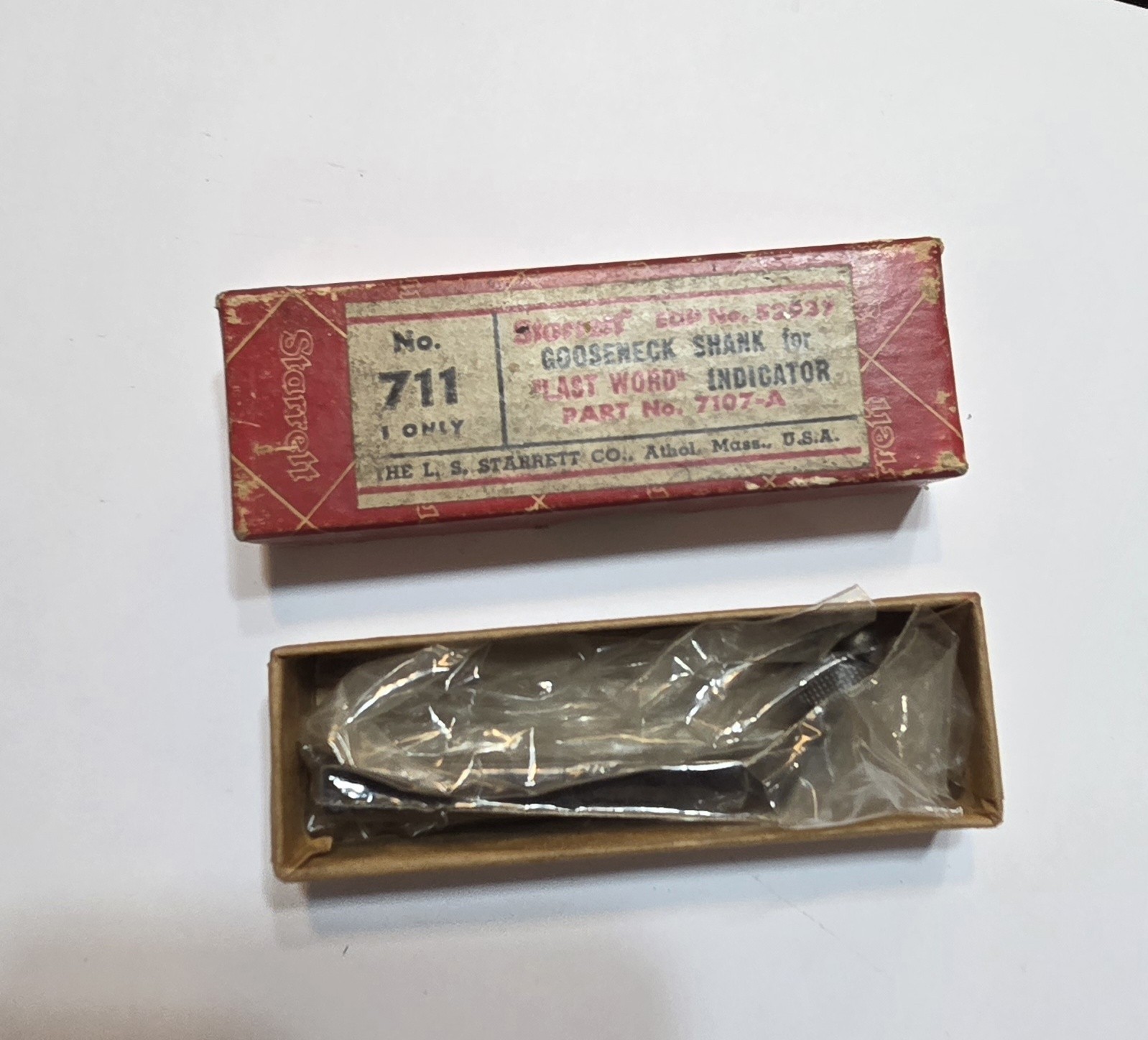 STARRETT 711 GOOSENECK SHANK P#7107A FOR LAST WORD INDICATOR In Orig Box