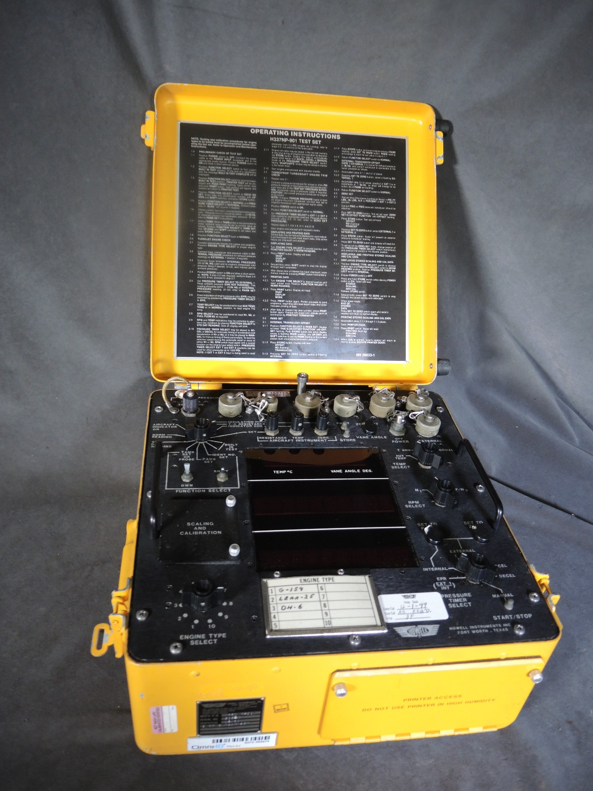 Avionics Howell H337NP-901 Engine Test Set Analyzer G-159 Lear-25 DH-6 Equipment