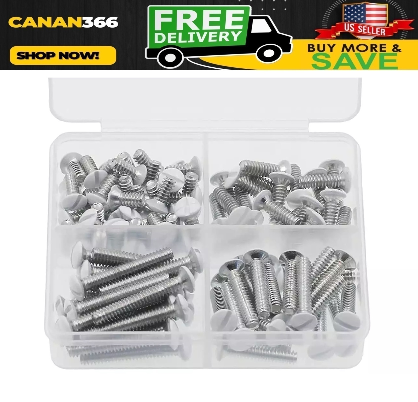 Wall Plate Screws 100 pcs White Outlet Screws 6-32 Thread Light Electrical Cove