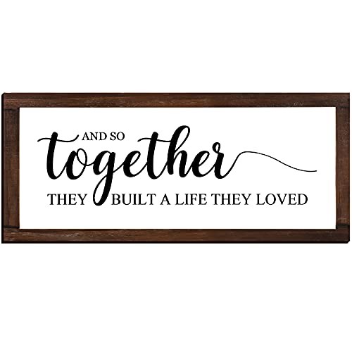 Together They Built a Life They Loved Rustic Wood Sign, 14 x 6.4 in | Hanging