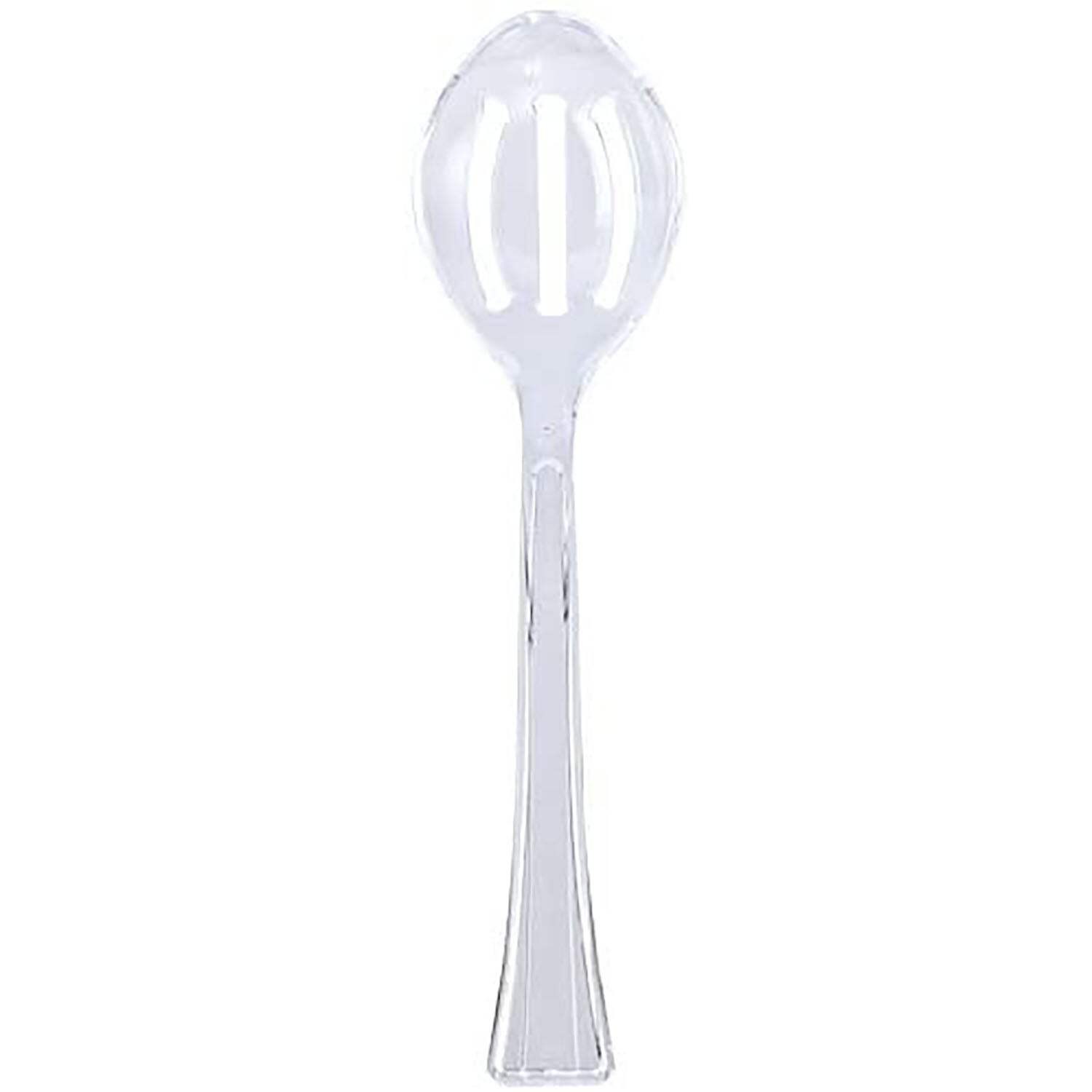 Clear Heavyweight Plastic Slotted Salad Serving Spoon 12": 1 Pack