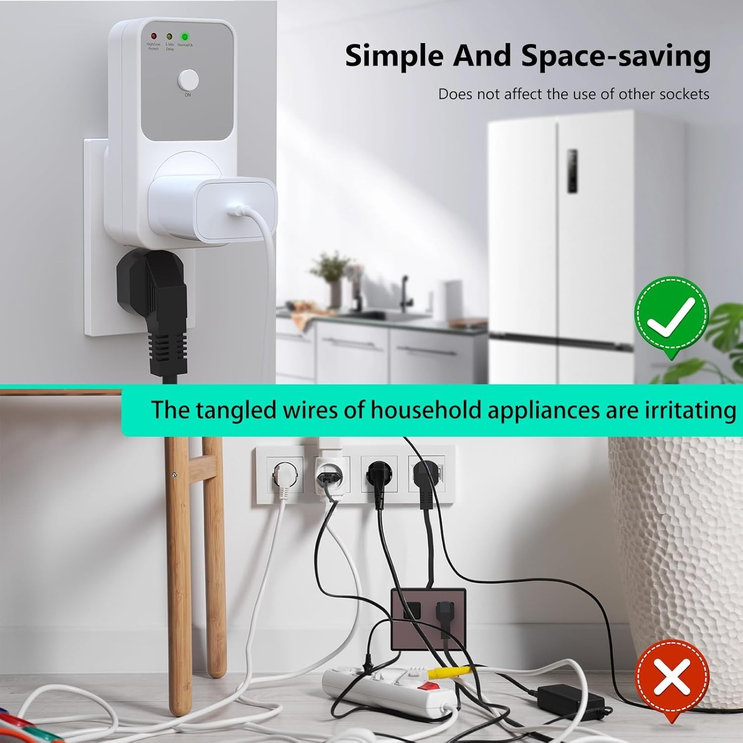Refrigerator Surge Protector 4-Pack, 120V 15A, Voltage Spike Guard, Grounded