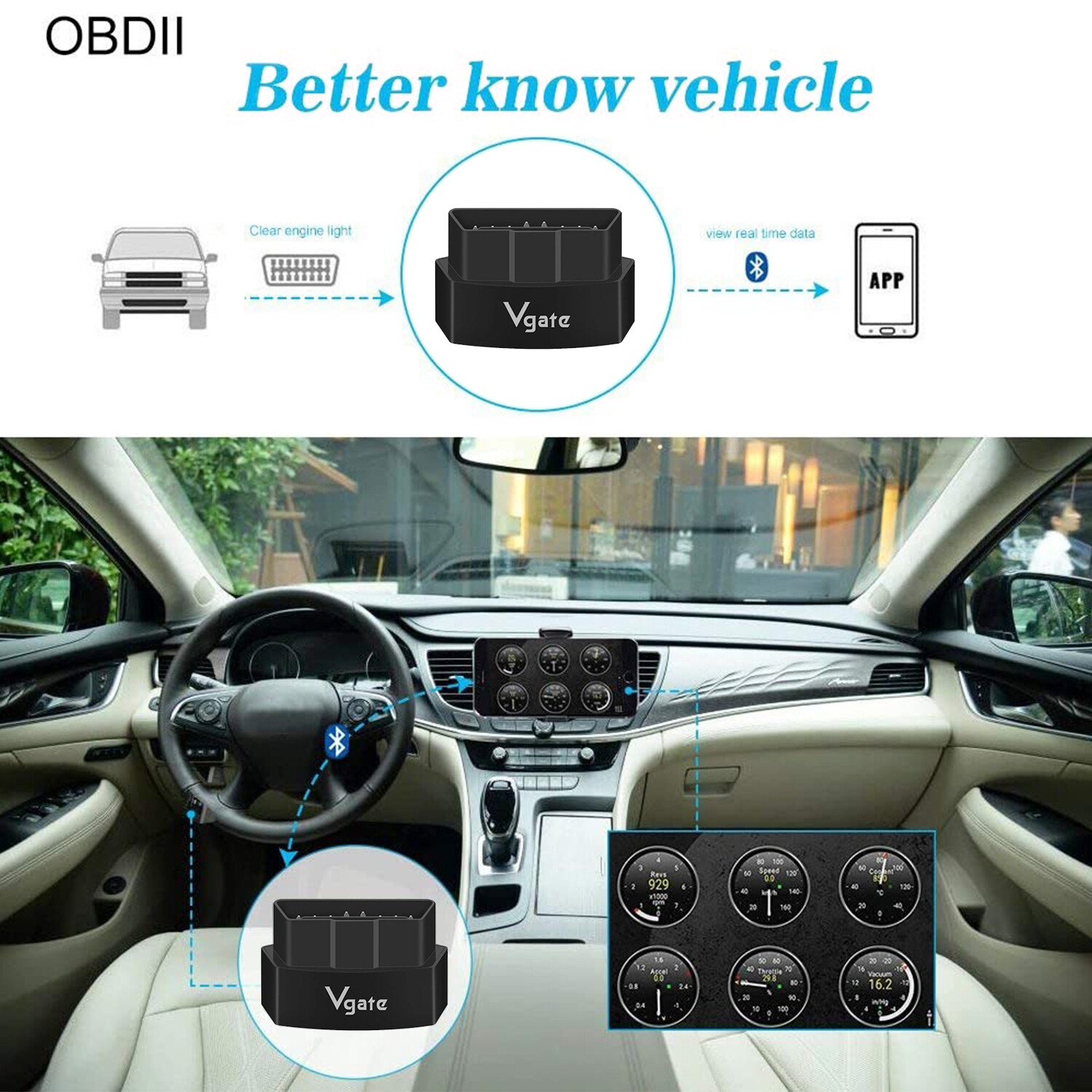 Vgate iCar3 Bluetooth3.0 OBD2 Scanner CodeReader Diagnostic Tool For Android IOS