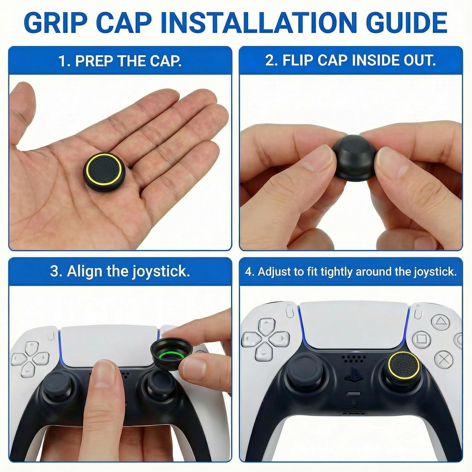 28PCS Optimized Silicone Thumb Grips Joystick Caps for PS4/PS5/Xbox Controll...