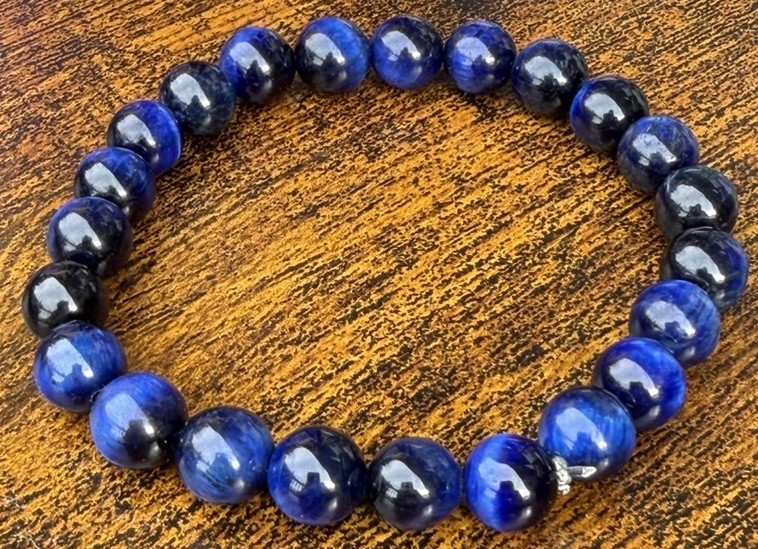 Natural Blue Tiger Eye 8MM Beads Healing Reiki Woman Man Crystal Bracelet Gift