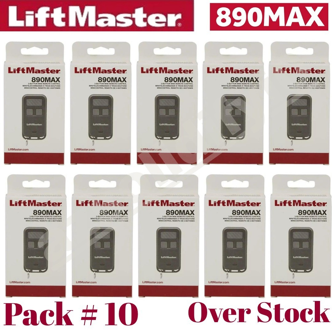 LiftMaster 890MAX Mini Key Chain Garage Door Opener 2.0+security Pack of 10