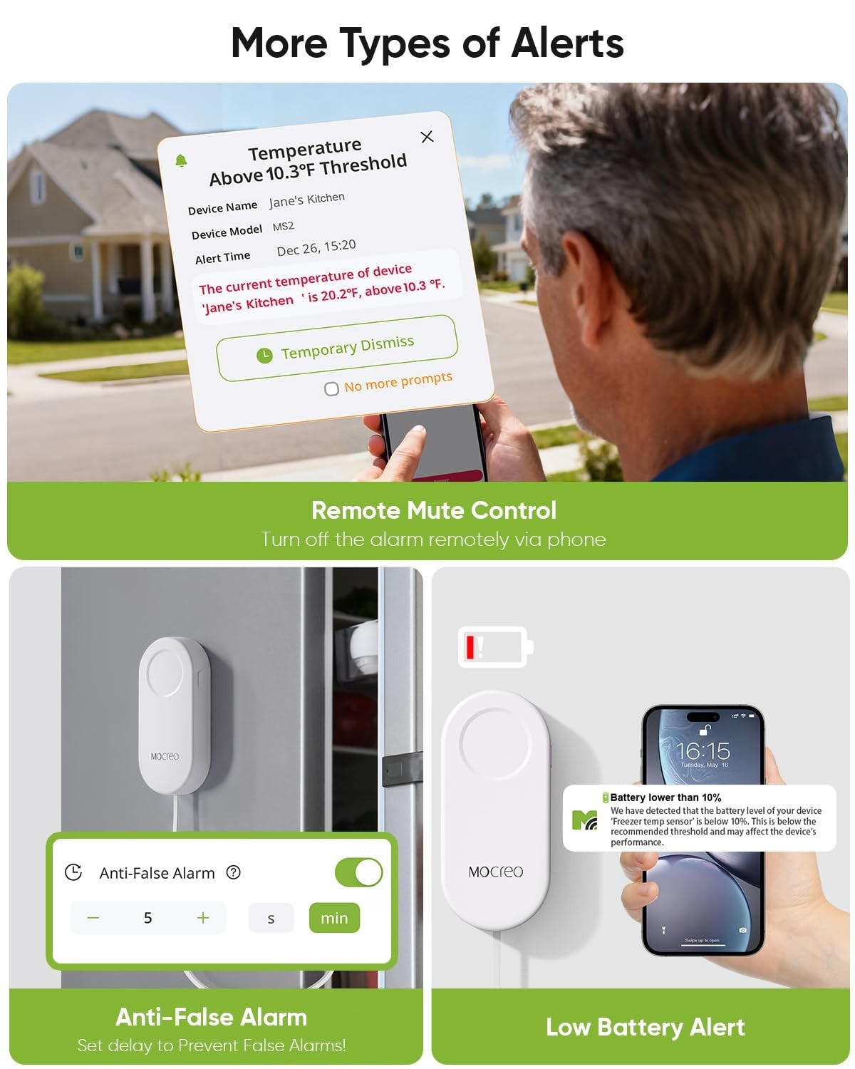 WiFi Thermometer Freezer Alarm, Email Alert, App Notification, Data Record Ex...