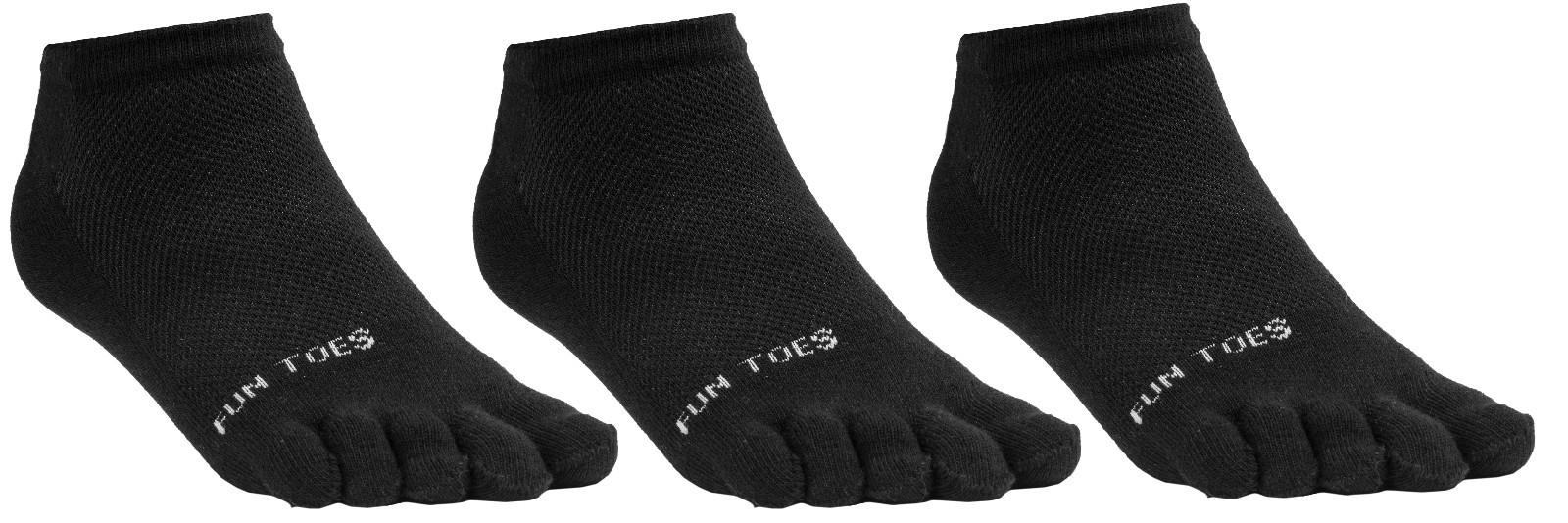 FUN TOES Men Toe Socks 3 Pairs Size 10 13 Shoe 6 12.5 COTTON for toe shoes Black