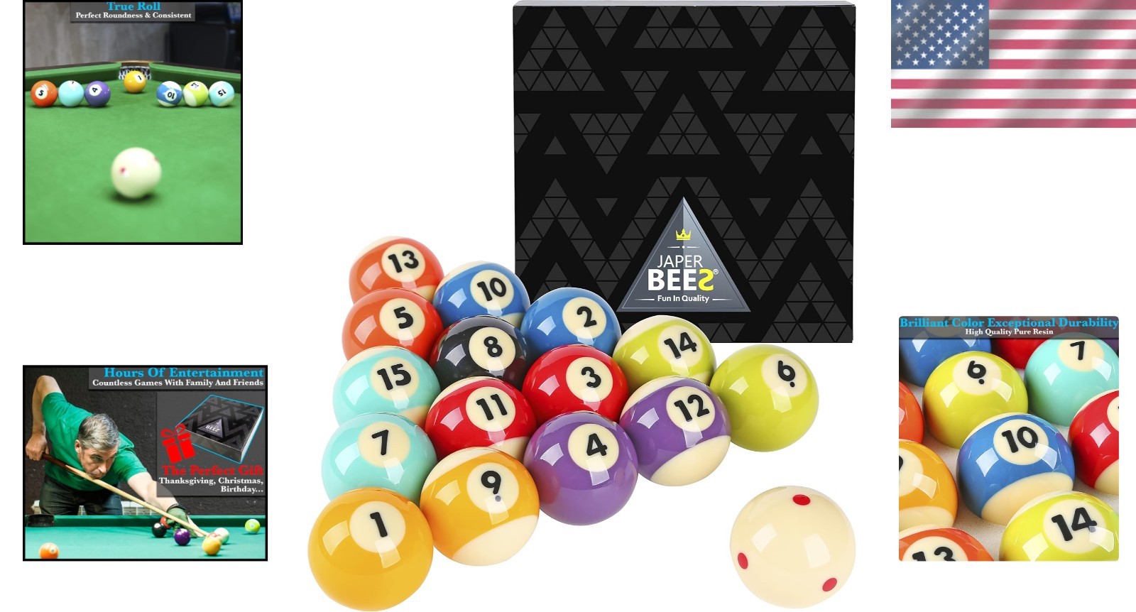 16-Piece Regulation Billiard Balls