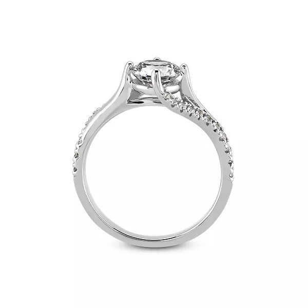 Side Stone Engagement Ring Solid 18K Gold 2.15 CT Round Lab-Grown Diamond D VS2
