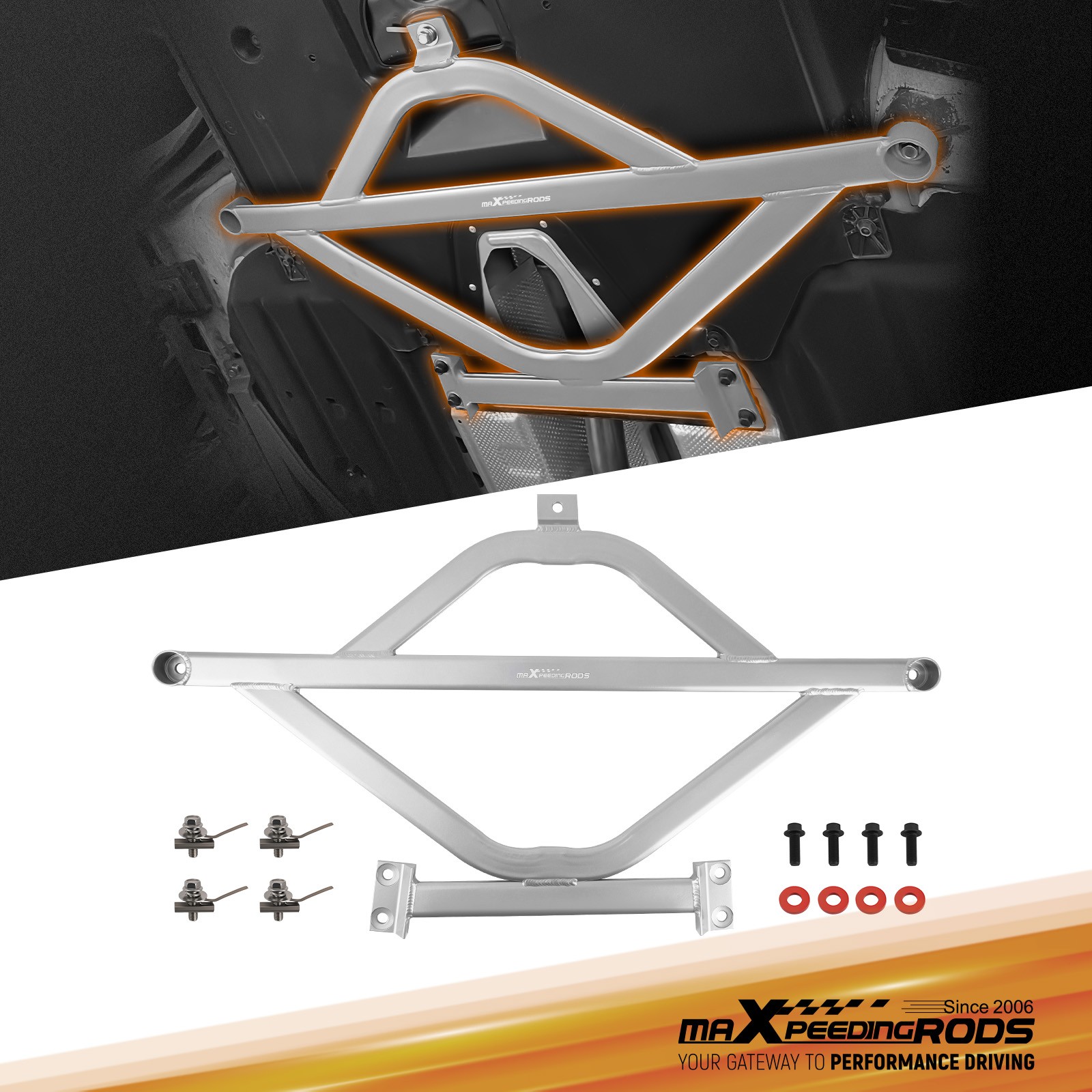 Front Power Member Reinforcement Brace Plate for Honda Civic 10th-Gen 2016-2020