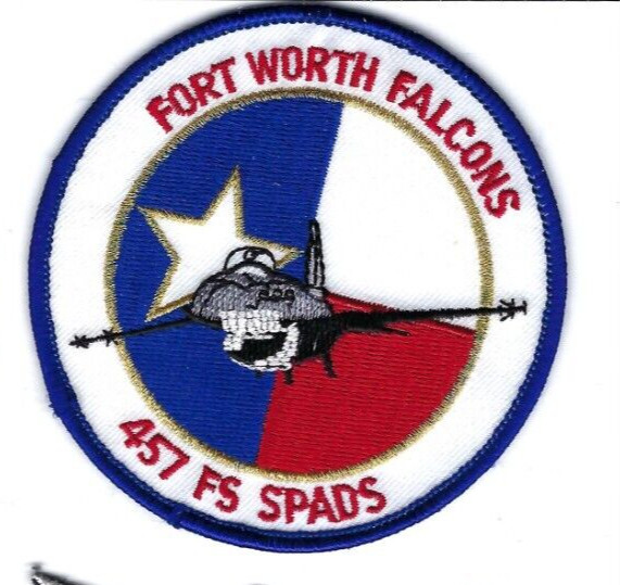 PATCH USAF 457TH FS  FIGHTER SQ SPADS FT WORTH FALCONS            JT2