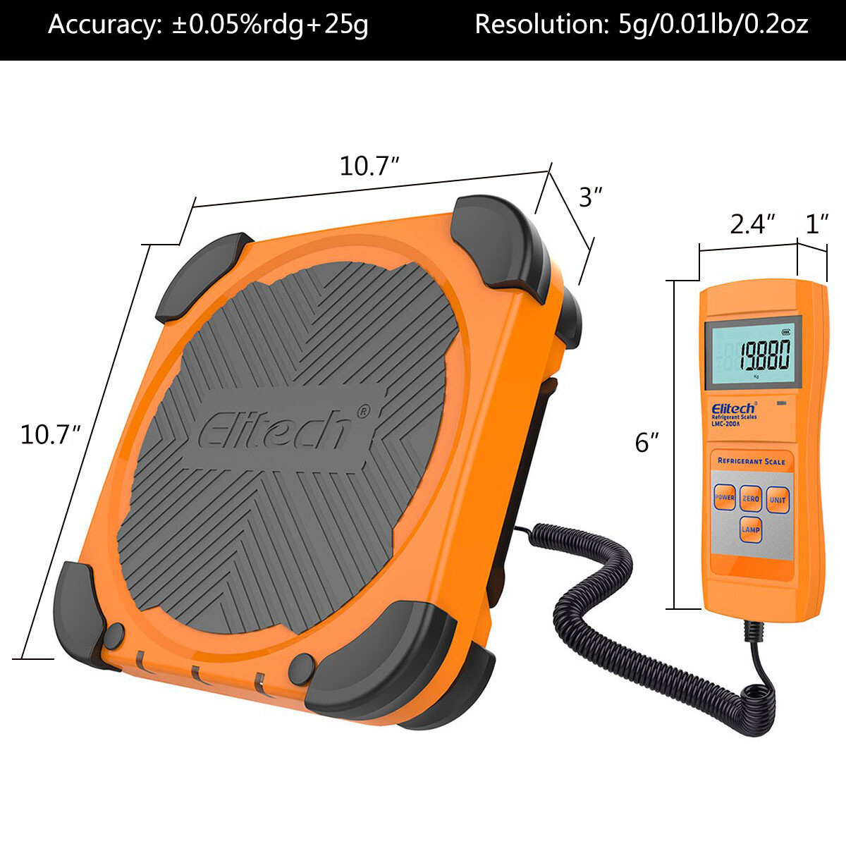 Elitech LMC-200A Electronic Refrigerant Scale Charging Digital Weight HVAC Tools