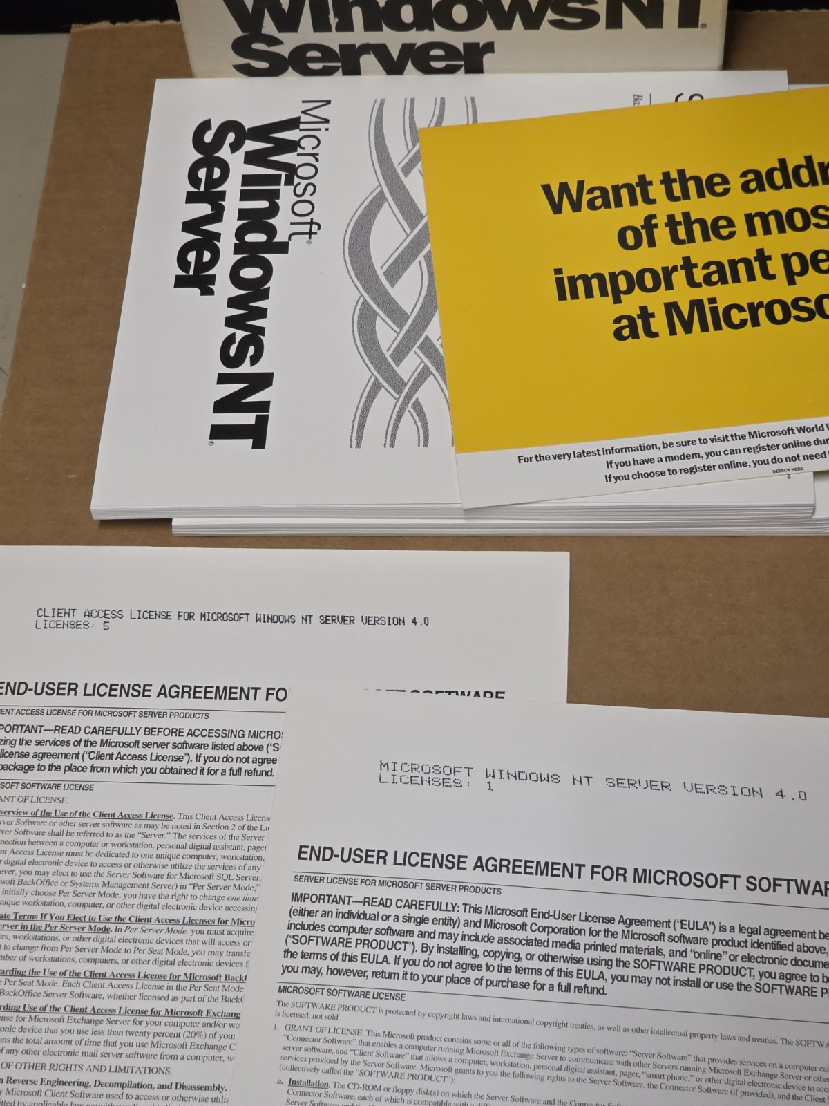 WindowsNT Server 4.0 Upgrade 5 CAL Client Pack CD-ROMs & floppies NT WinNT 4.0